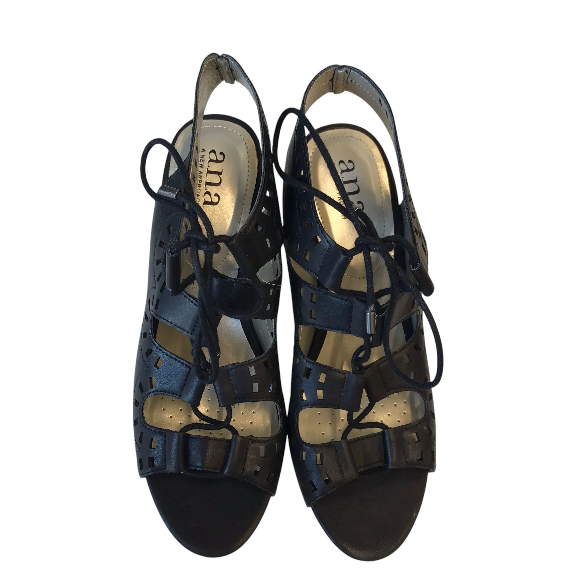 Sandals Heels Block By Ana In Black, Size:8.5