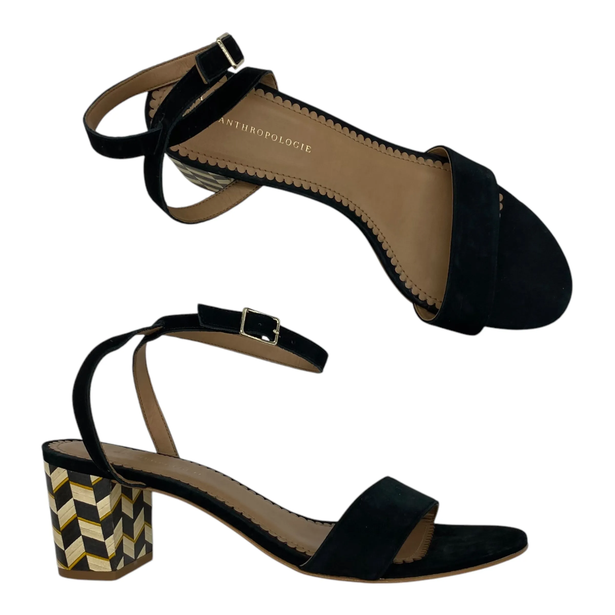 Sandals Heels Block By Anthropologie In Black, Size:8