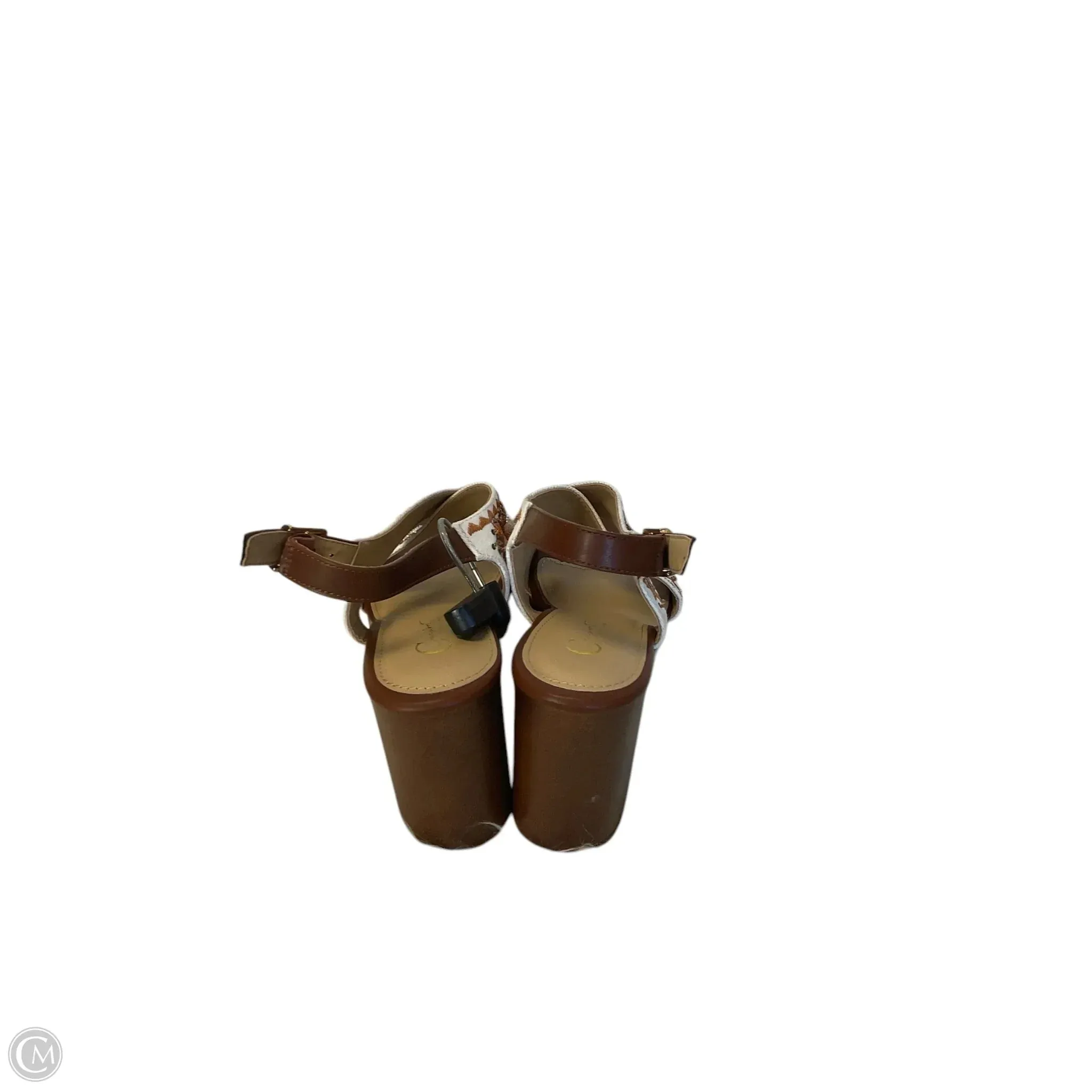 Sandals Heels Block By Cato In Brown & White, Size: 8