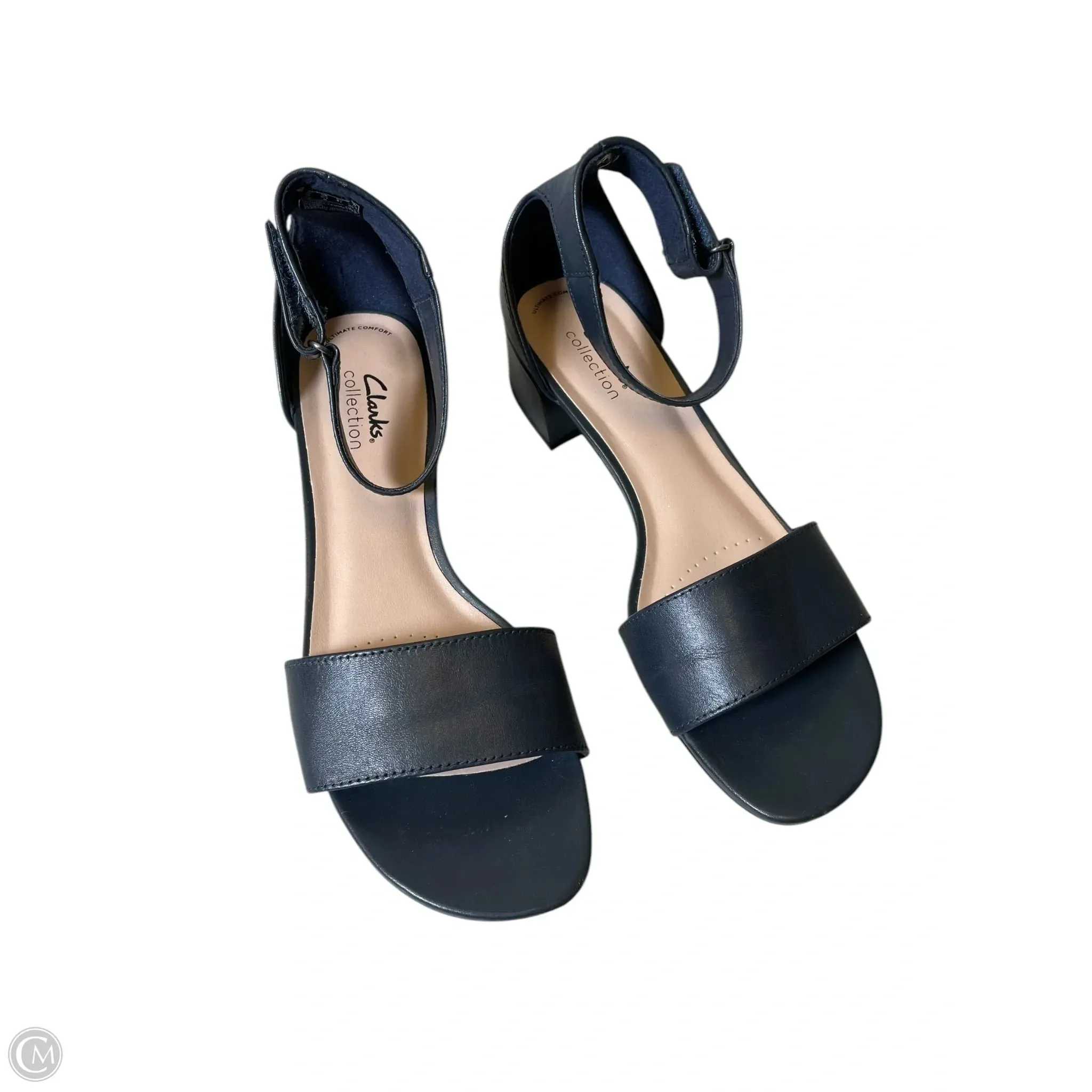 Sandals Heels Block By Clarks In Navy, Size: 9.5
