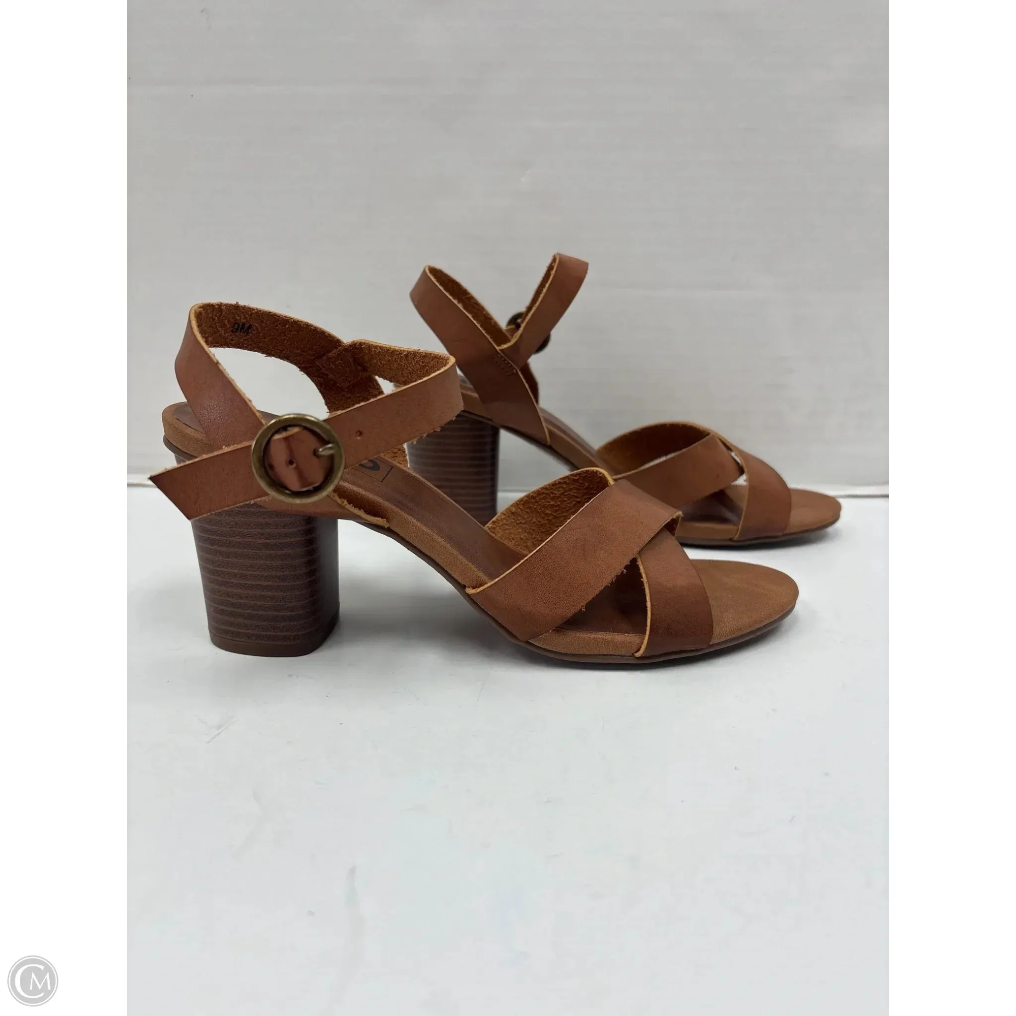 Sandals Heels Block By Clothes Mentor In Brown, Size: 9