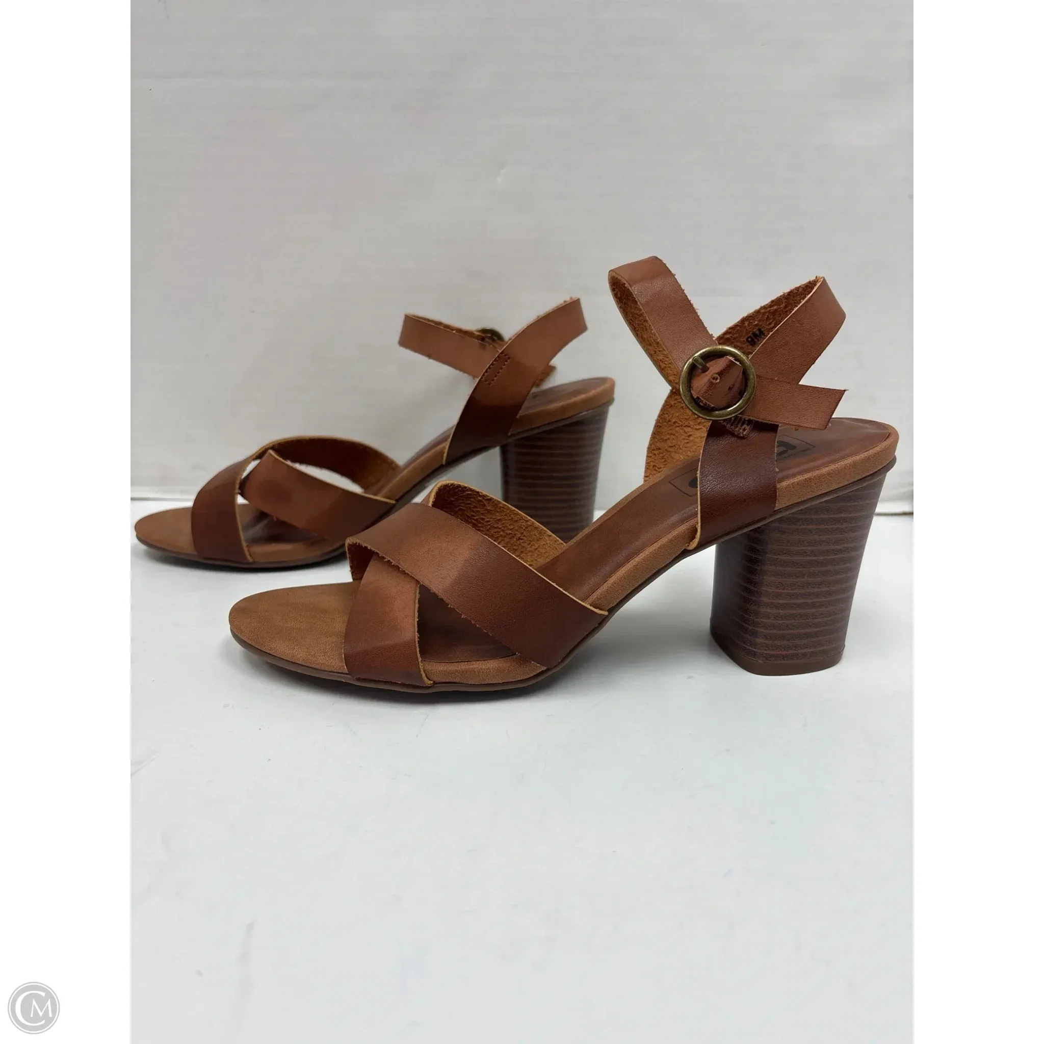 Sandals Heels Block By Clothes Mentor In Brown, Size: 9