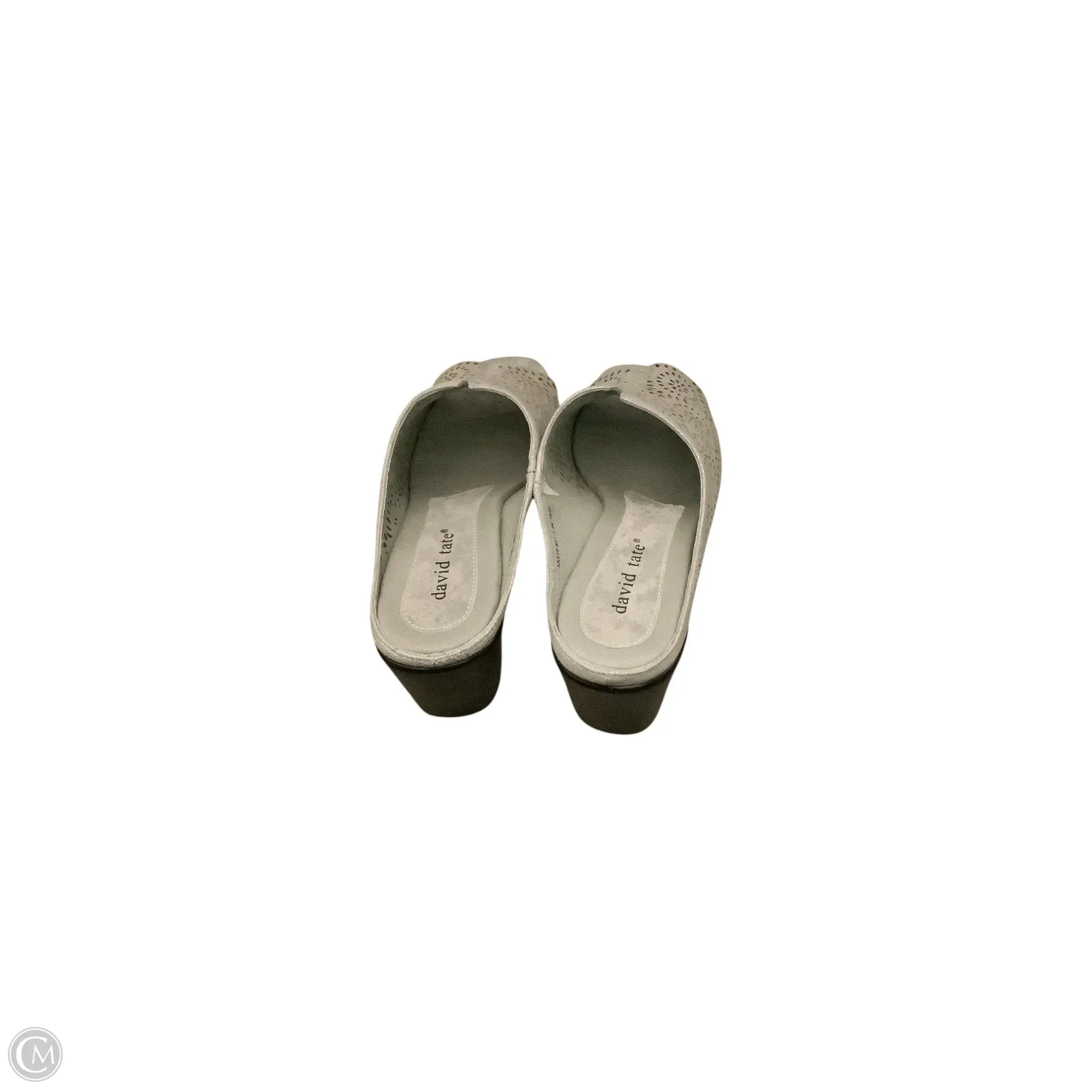 Sandals Heels Block By Clothes Mentor In Silver, Size: 7.5