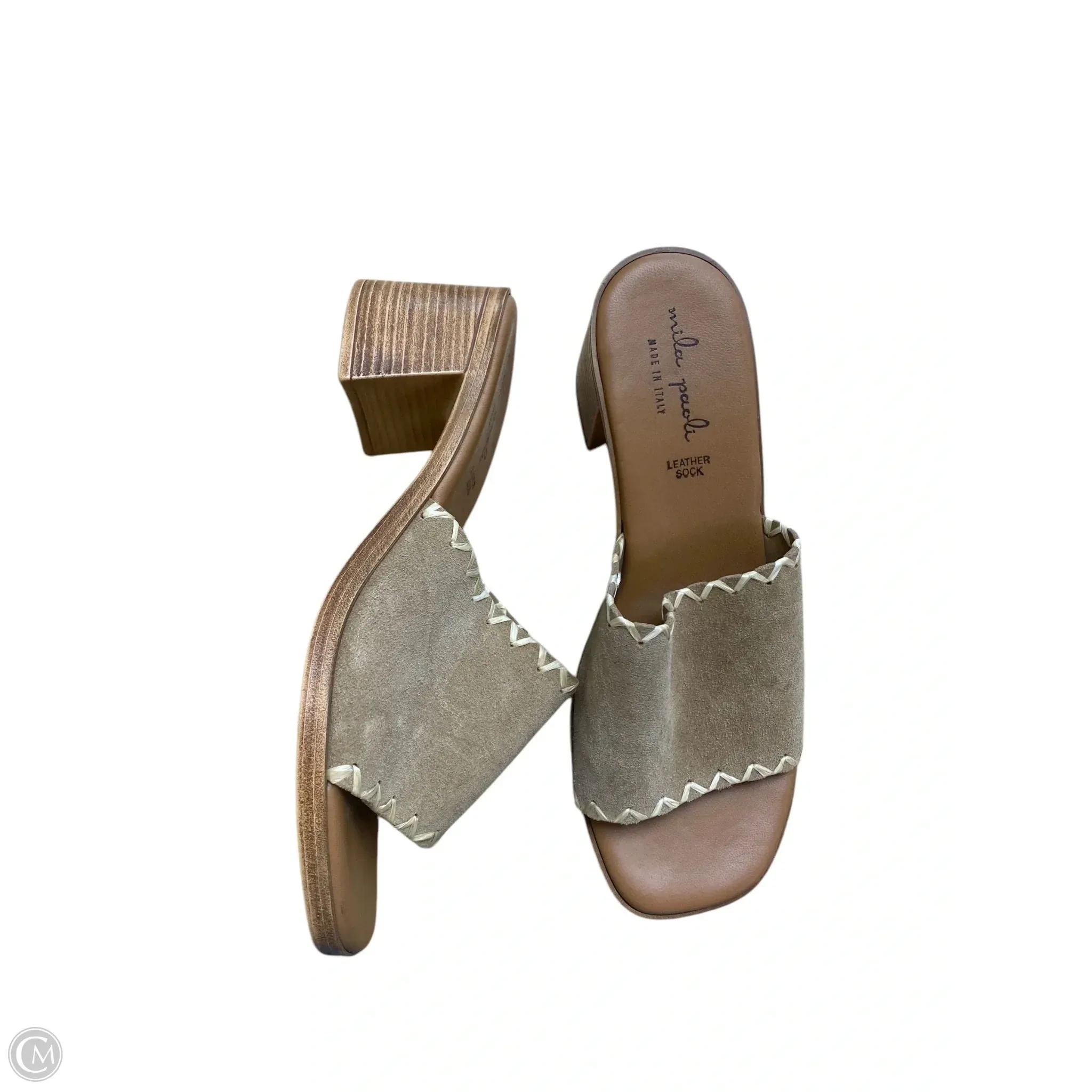 Sandals Heels Block By Clothes Mentor In Taupe, Size: 9