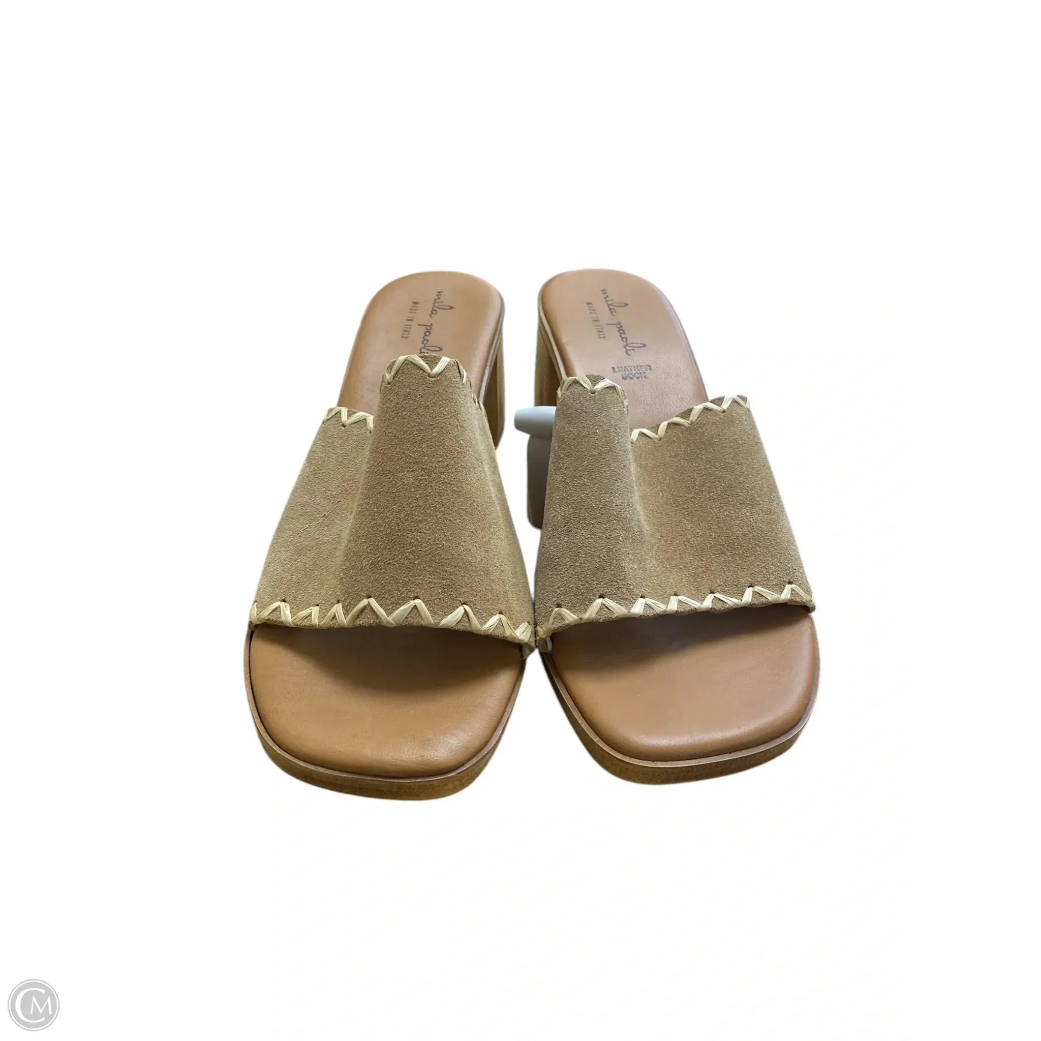 Sandals Heels Block By Clothes Mentor In Taupe, Size: 9