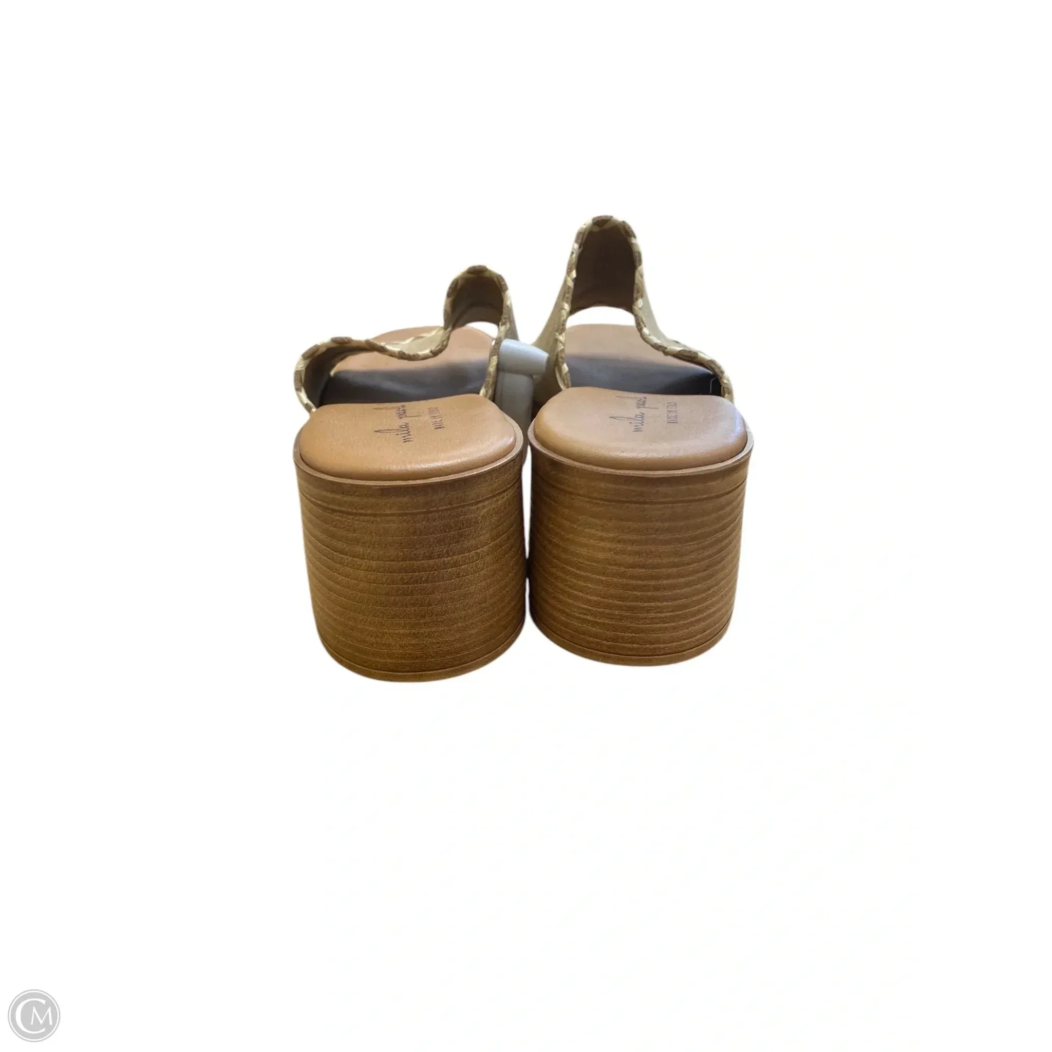 Sandals Heels Block By Clothes Mentor In Taupe, Size: 9