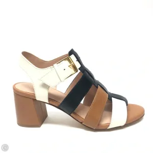 Sandals Heels Block By Cole-haan In Brown & Cream, Size: 8