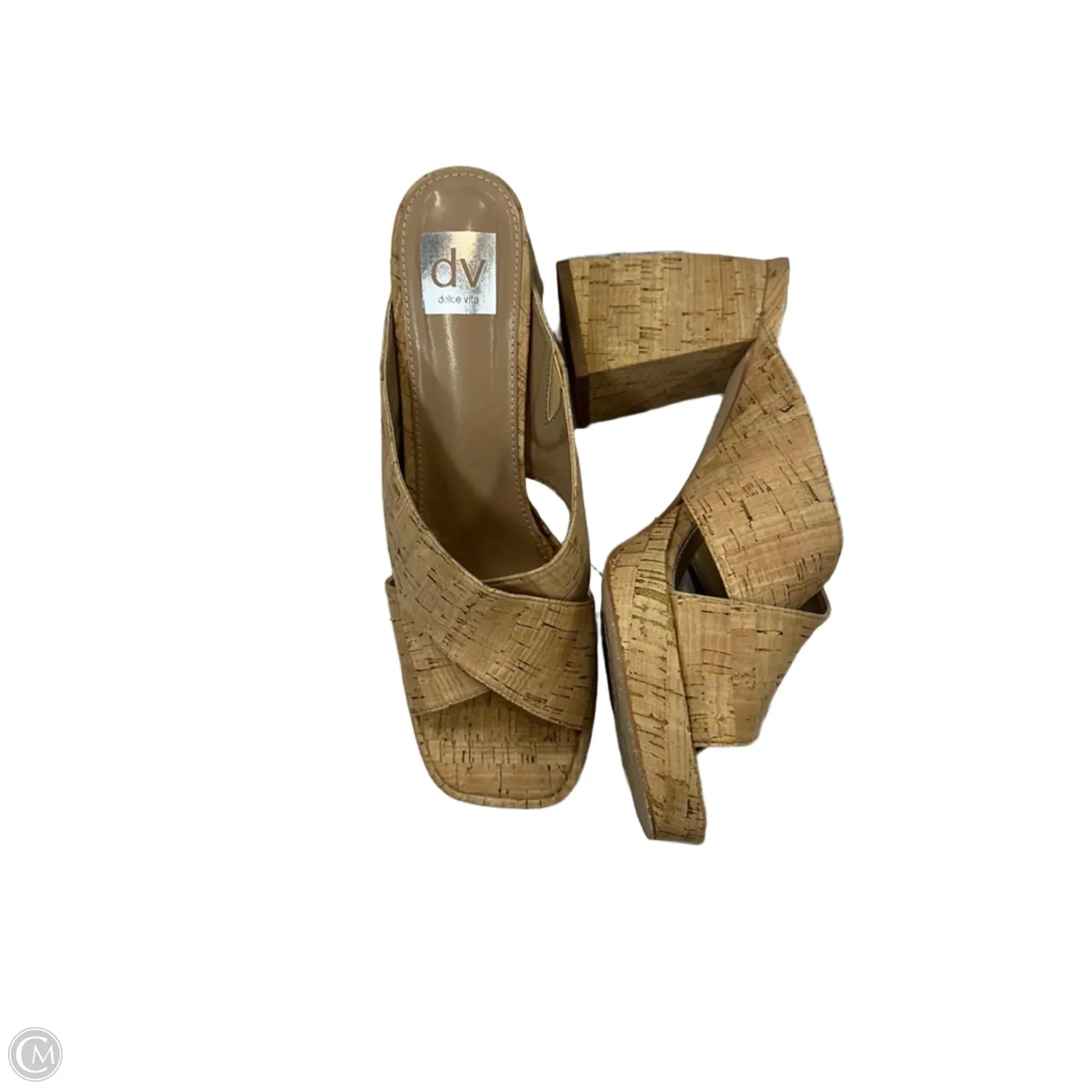 Sandals Heels Block By Dv In Tan, Size: 9