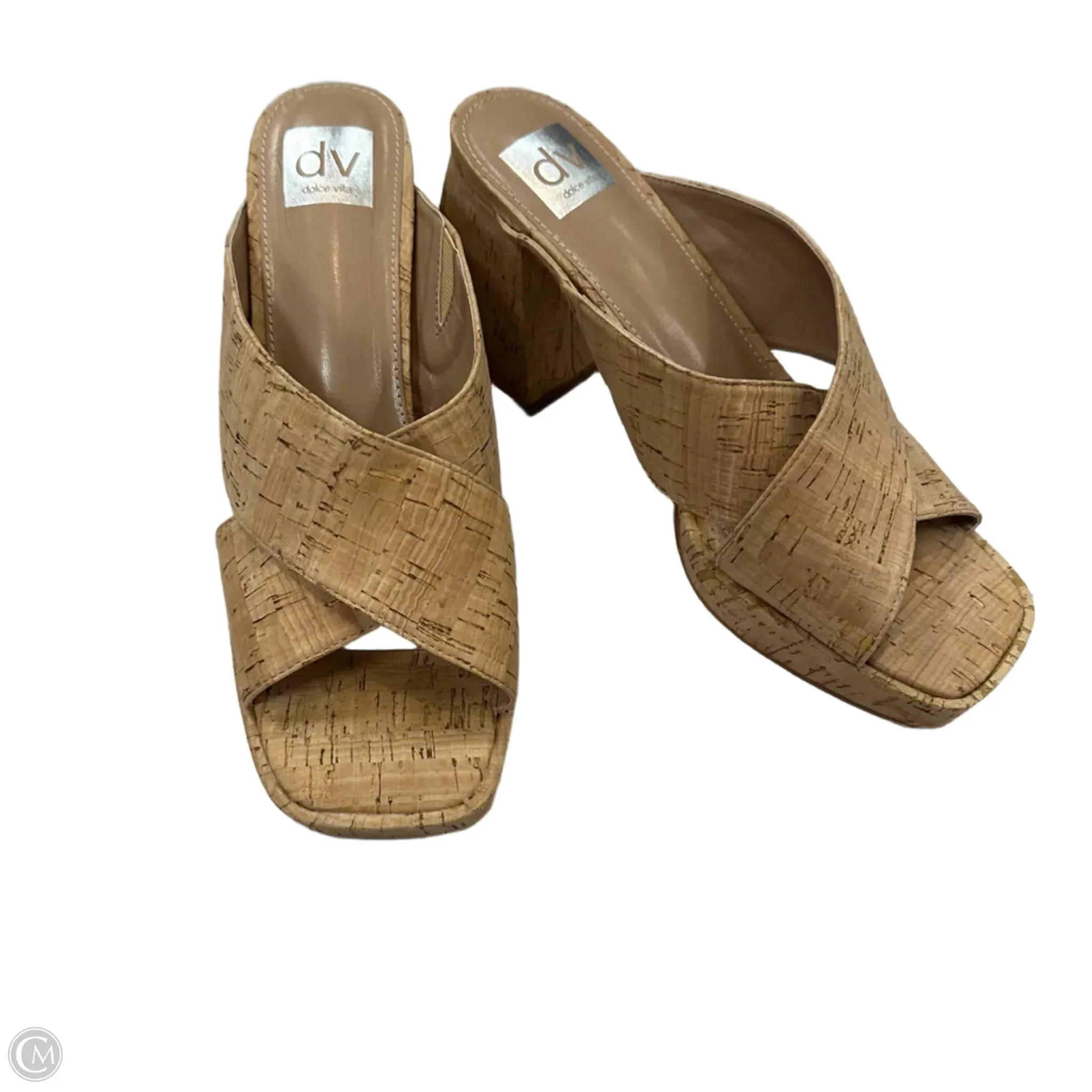 Sandals Heels Block By Dv In Tan, Size: 9
