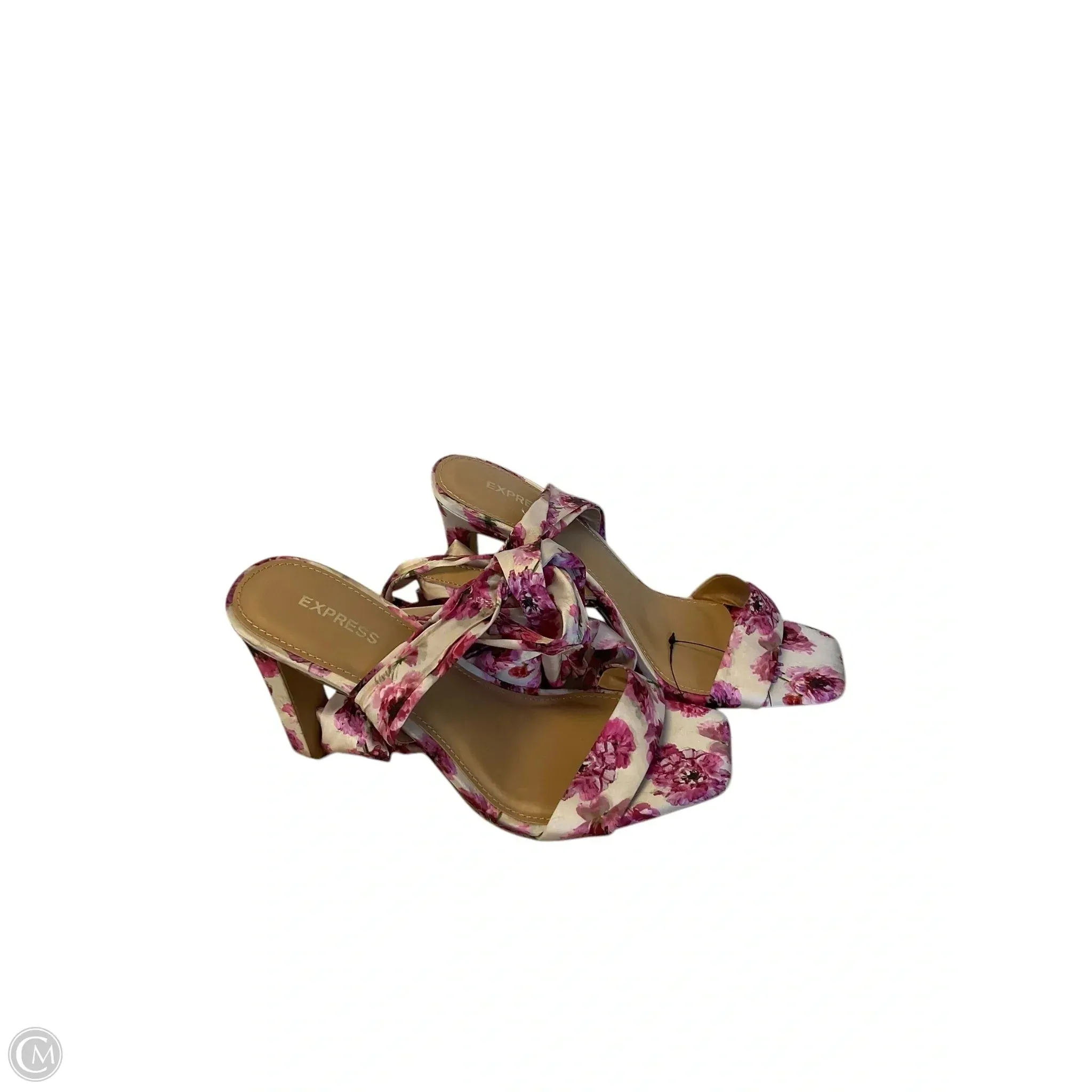 Sandals Heels Block By Express In Floral Print, Size: 8