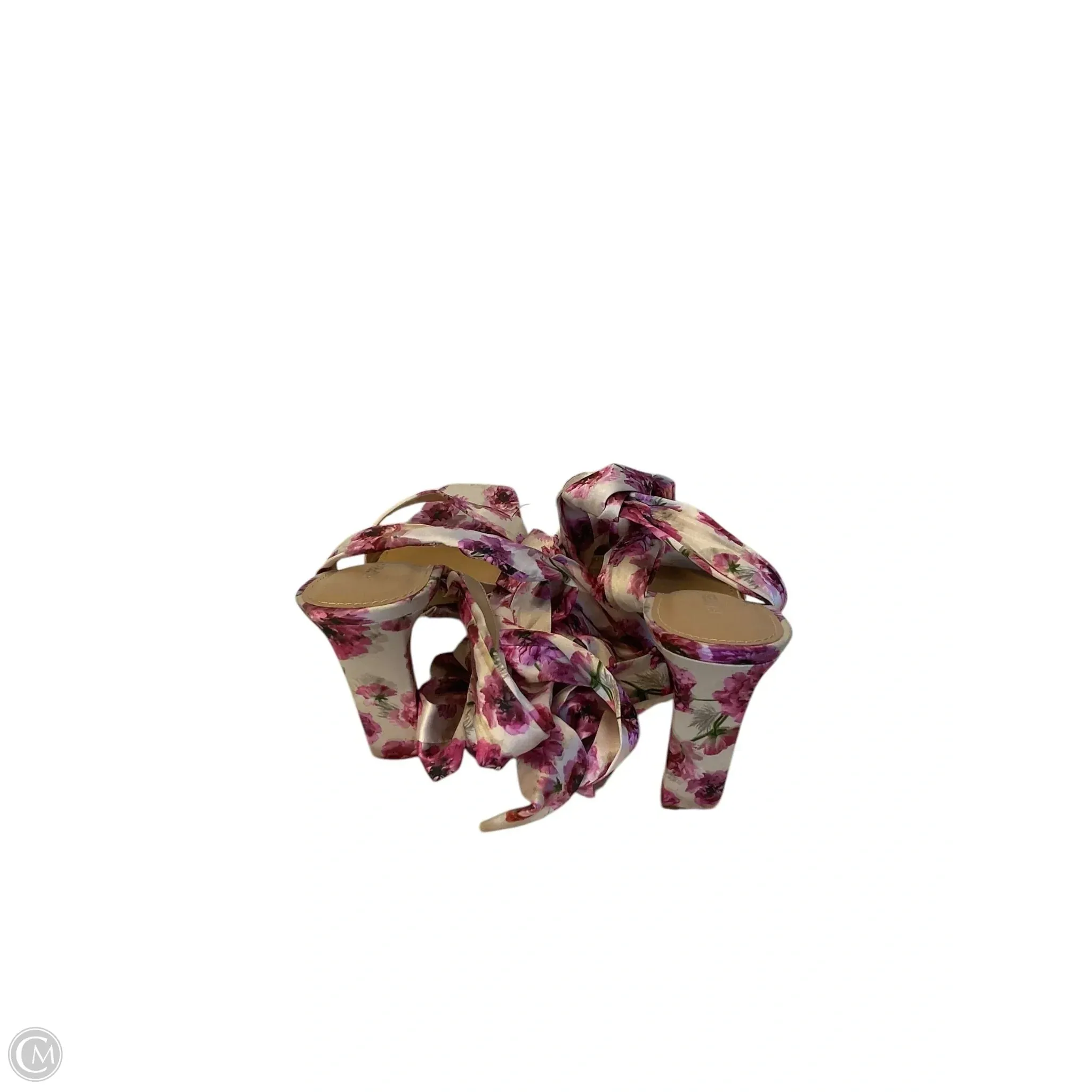 Sandals Heels Block By Express In Floral Print, Size: 8