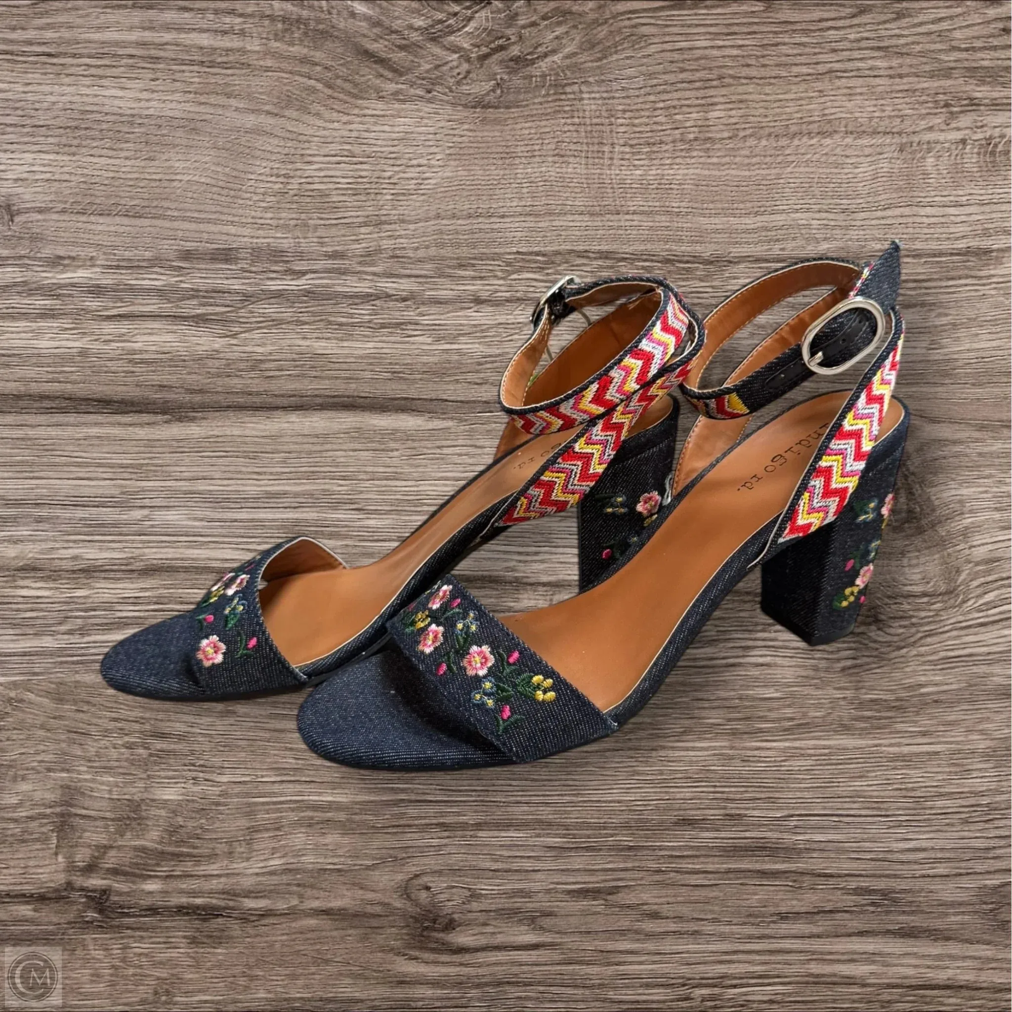 Sandals Heels Block By Indigo In Blue, Size: 7.5