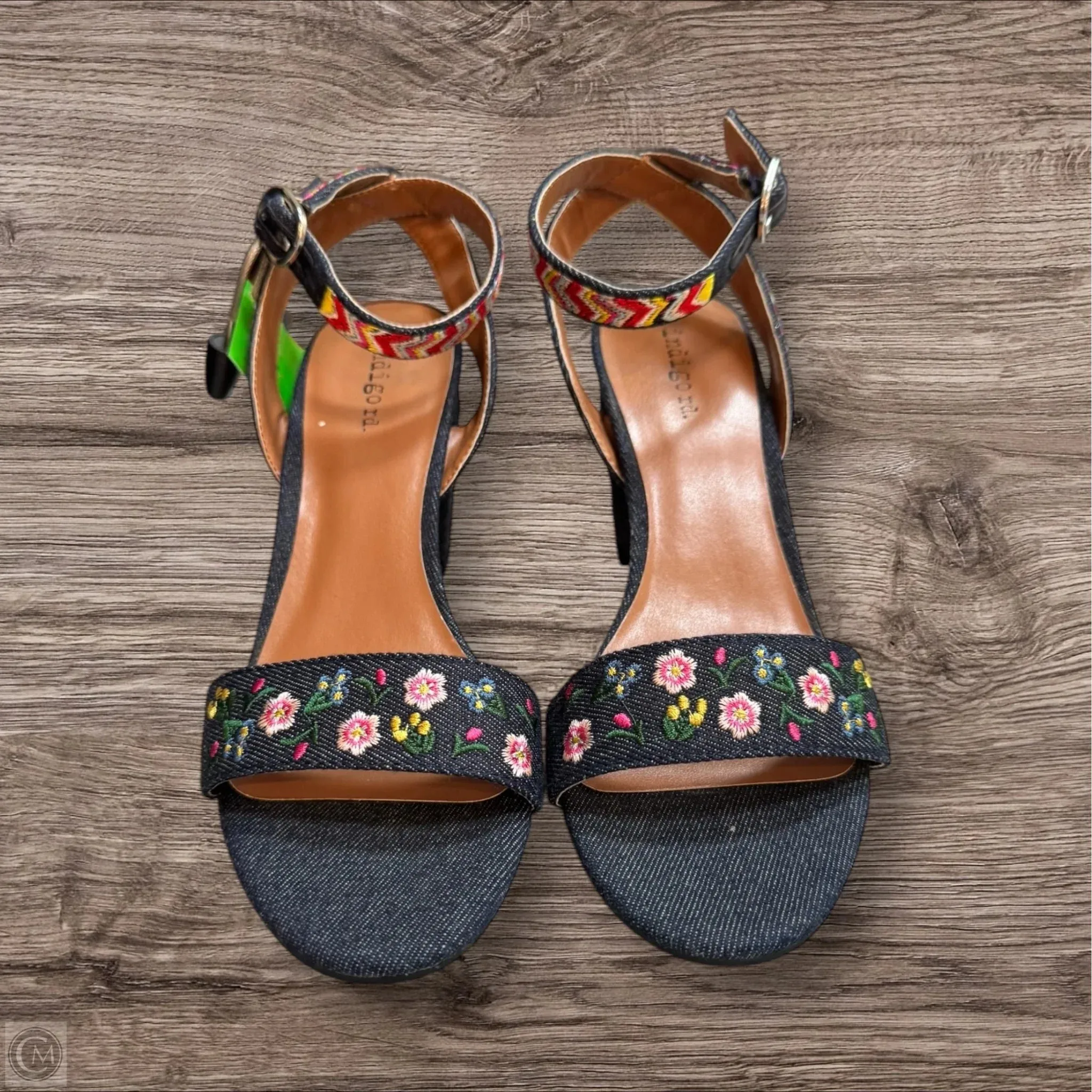 Sandals Heels Block By Indigo In Blue, Size: 7.5