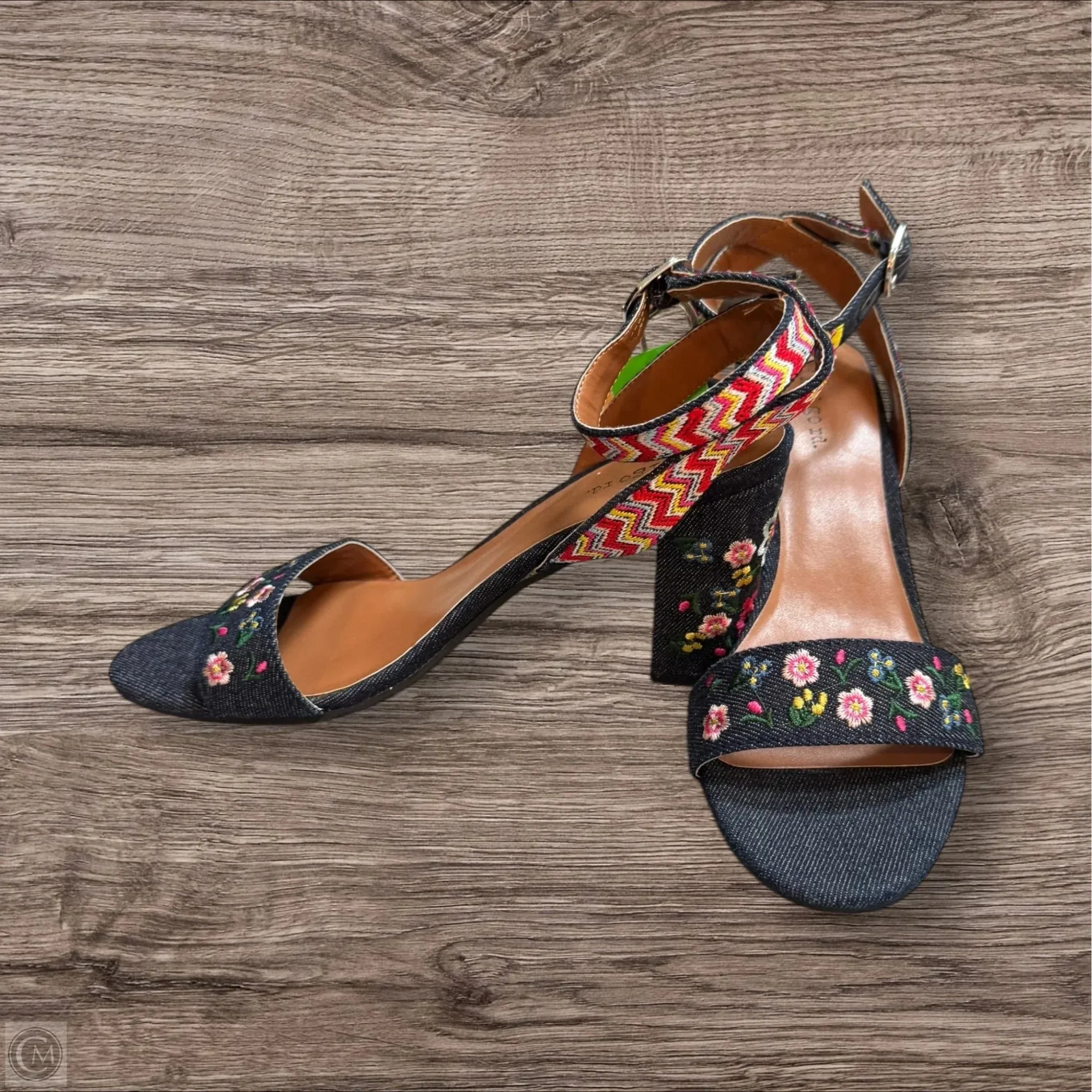 Sandals Heels Block By Indigo In Blue, Size: 7.5