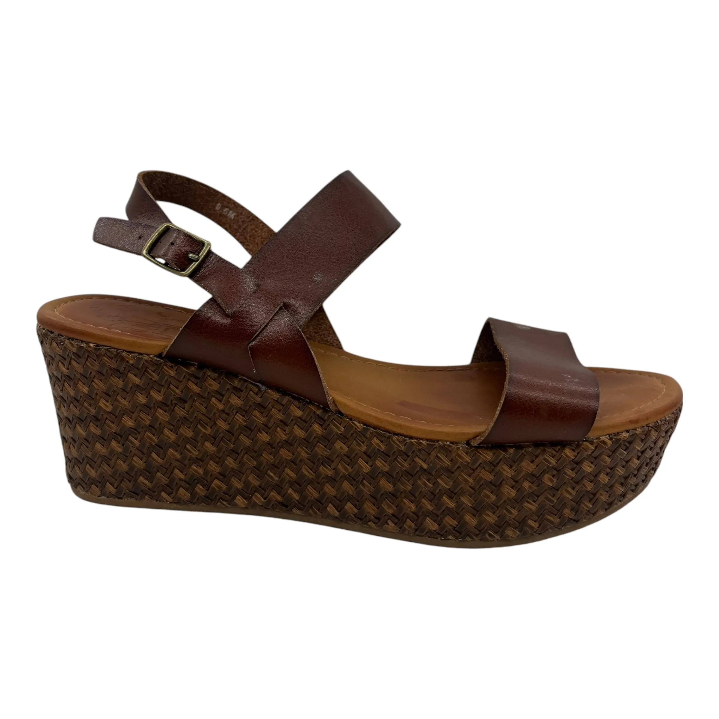 Sandals Heels Block By Jelly Pop In Brown, Size:9.5