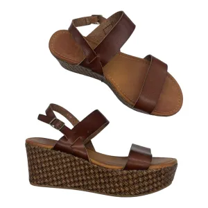Sandals Heels Block By Jelly Pop In Brown, Size:9.5