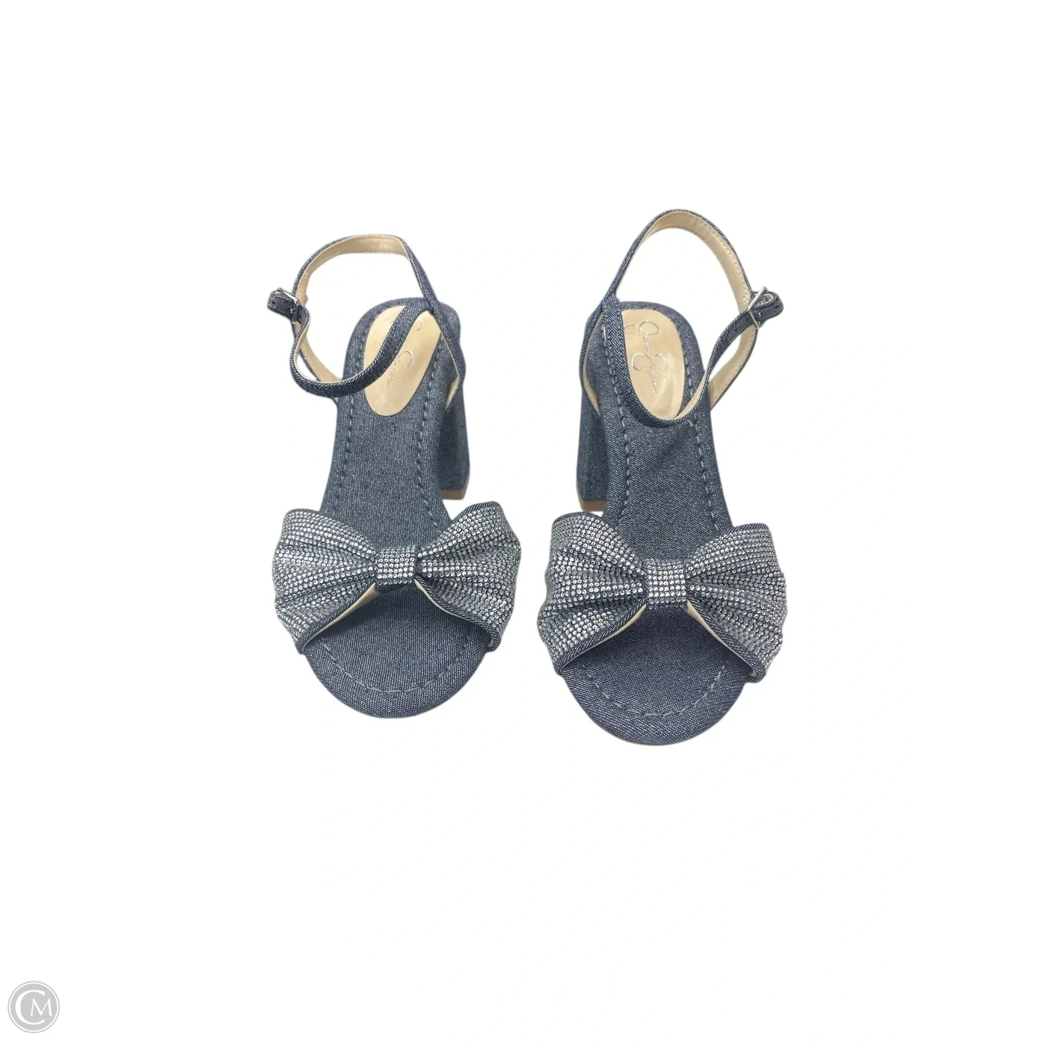 Sandals Heels Block By Jessica Simpson In Blue Denim, Size: 8.5