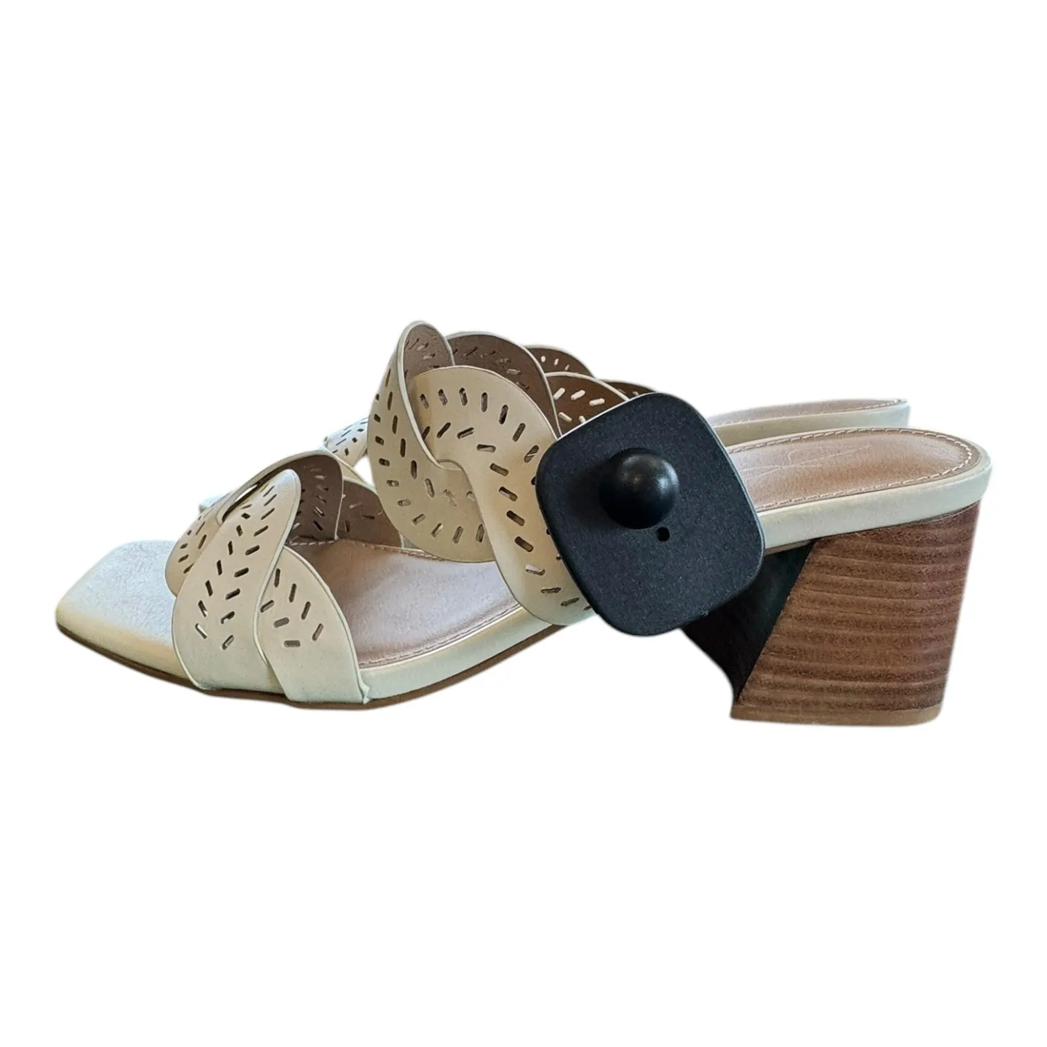 Sandals Heels Block By Joie In Ivory, Size:8