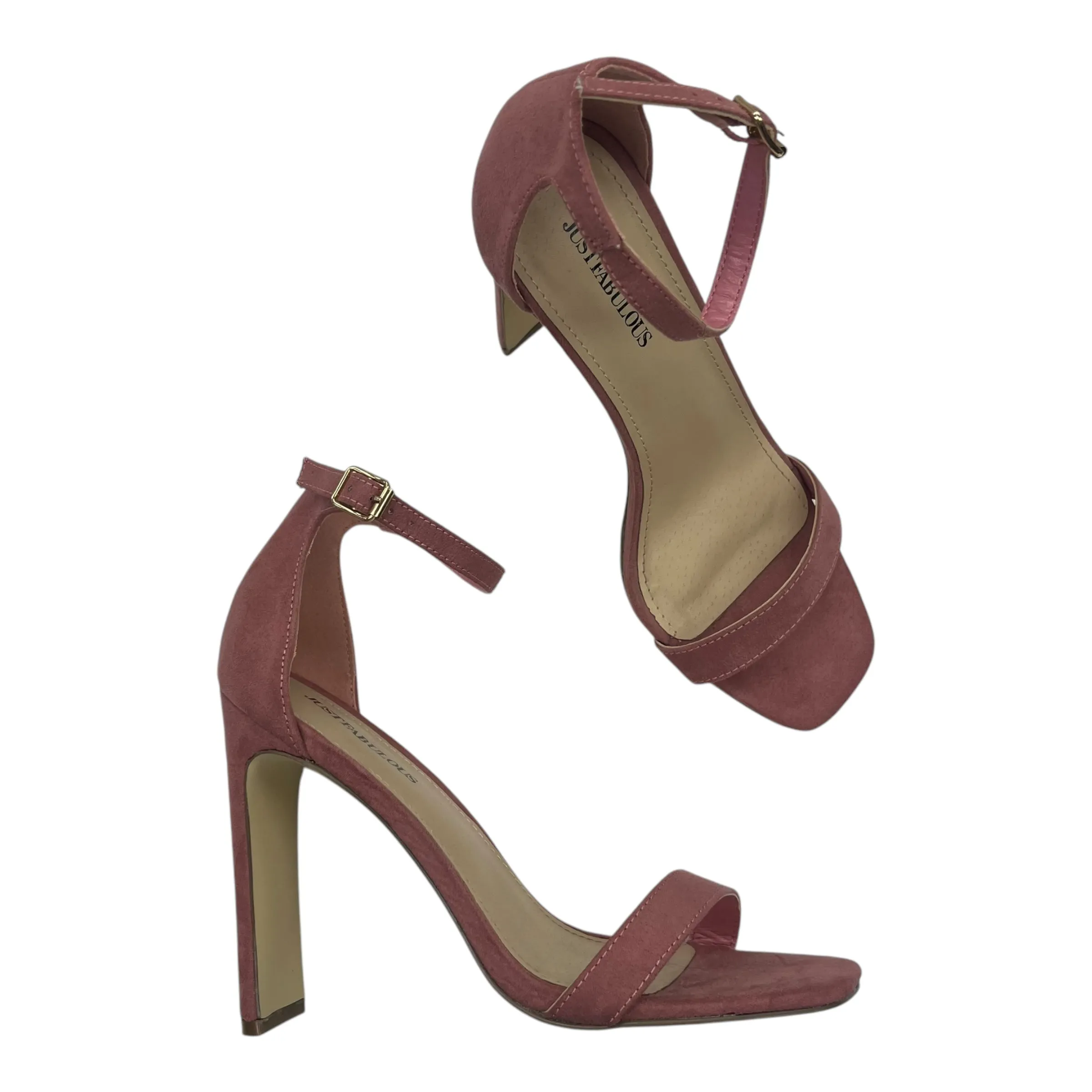 Sandals Heels Block By Just Fab In Pink, Size:7