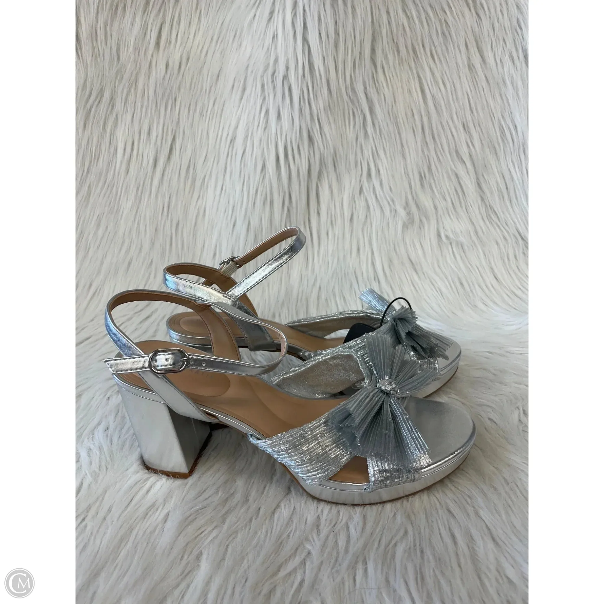 Sandals Heels Block By Kelly And Katie In Silver, Size: 11