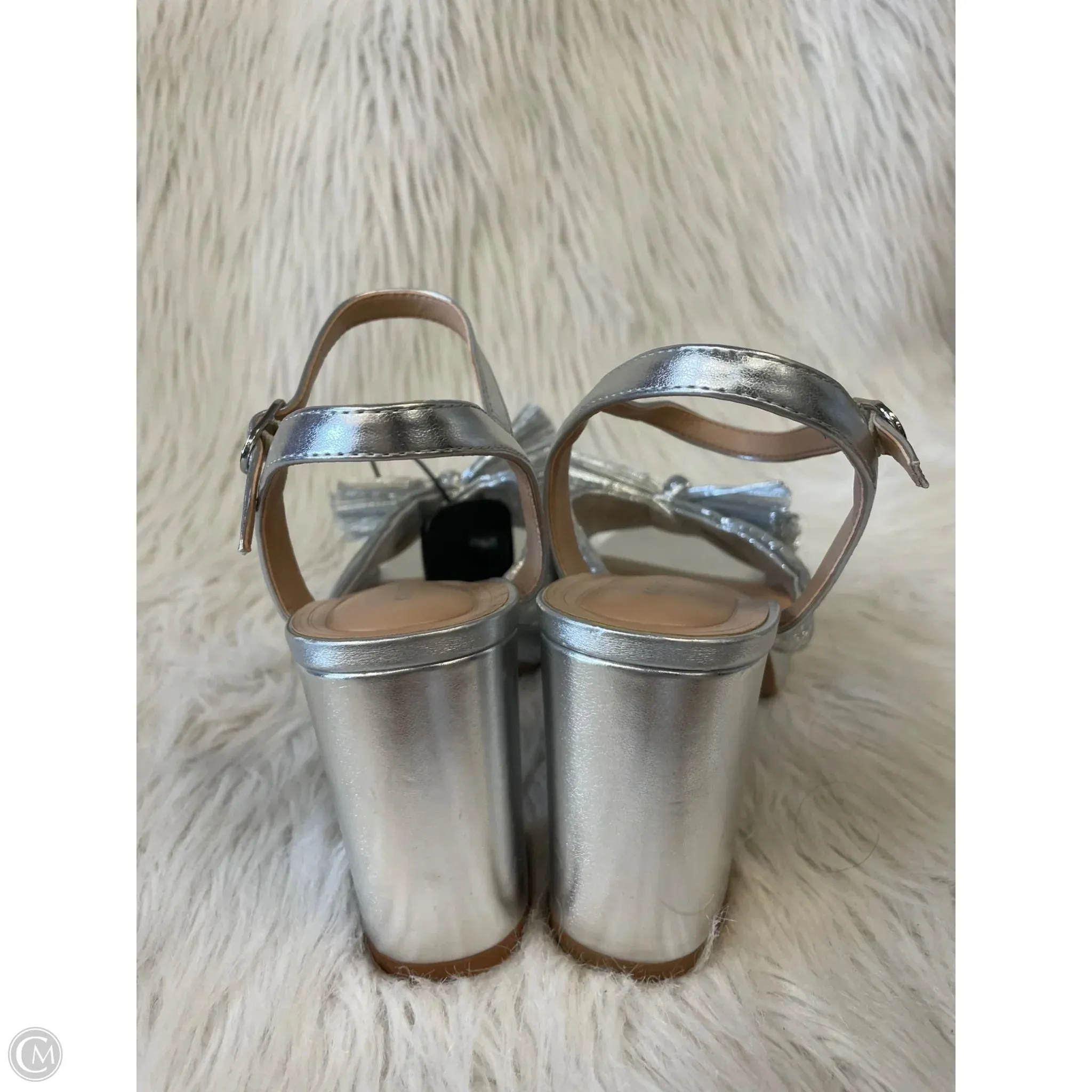 Sandals Heels Block By Kelly And Katie In Silver, Size: 11