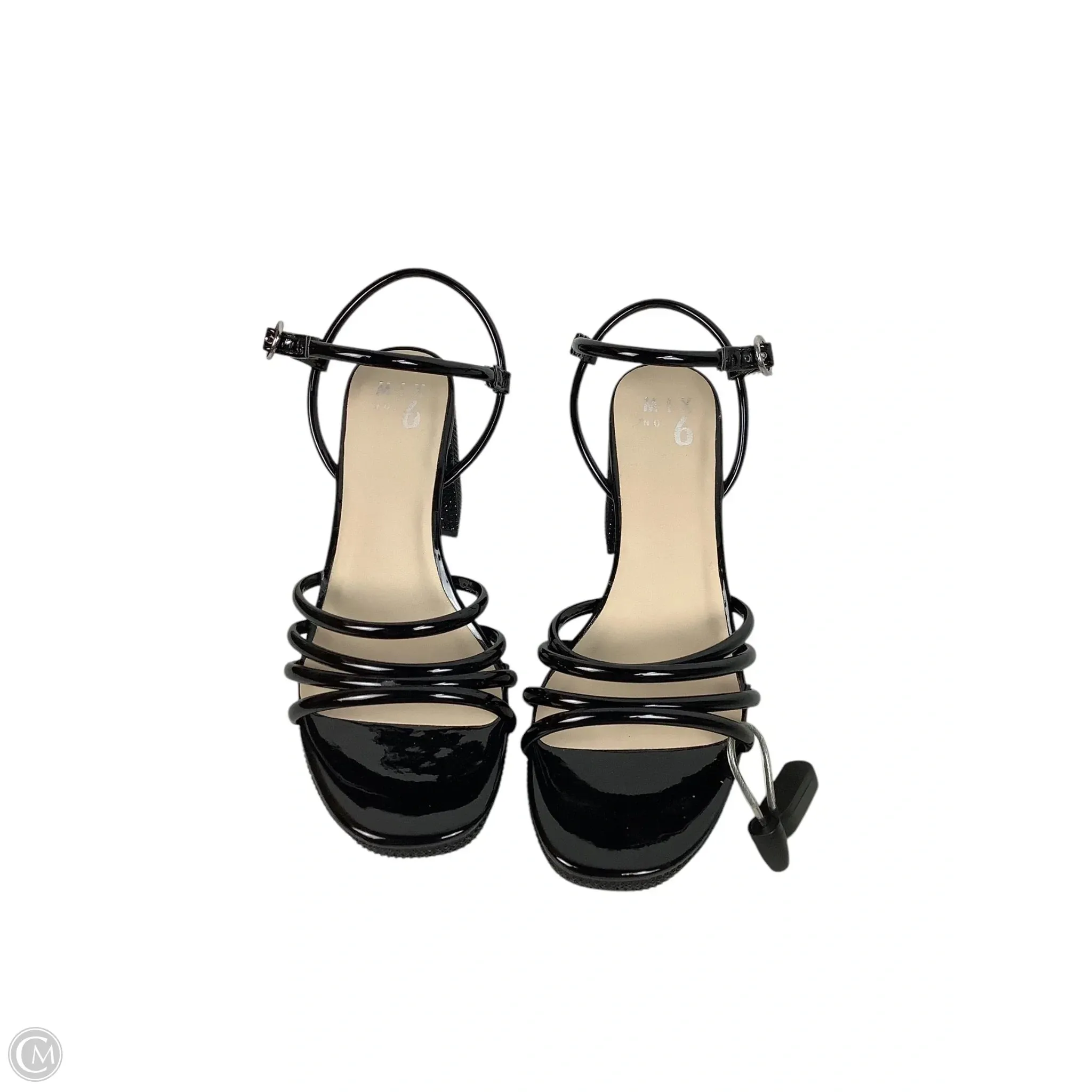 Sandals Heels Block By Mix No 6 In Black, Size: 7.5