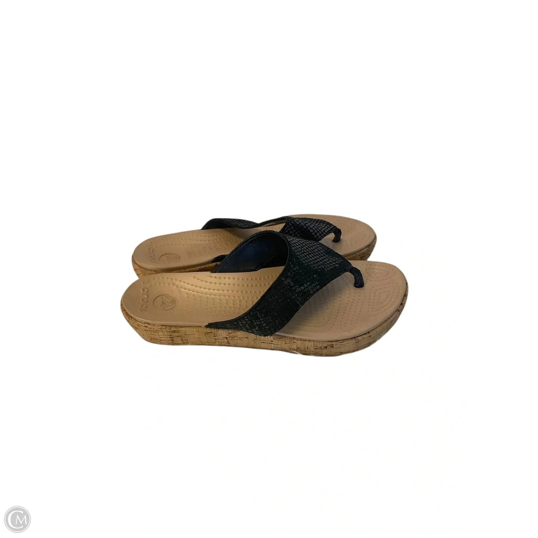 Sandals Heels Platform By Crocs In Brown, Size: 9