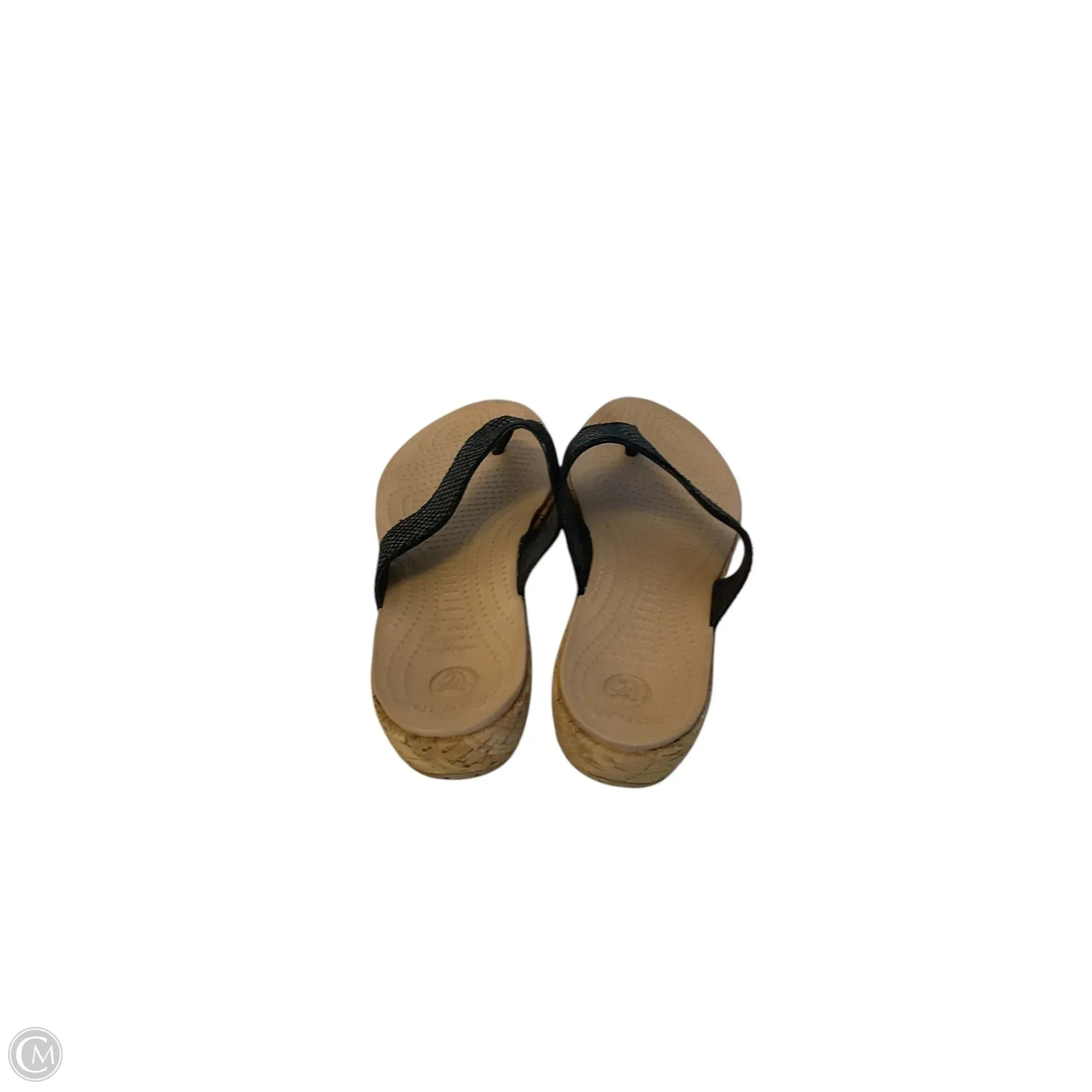 Sandals Heels Platform By Crocs In Brown, Size: 9