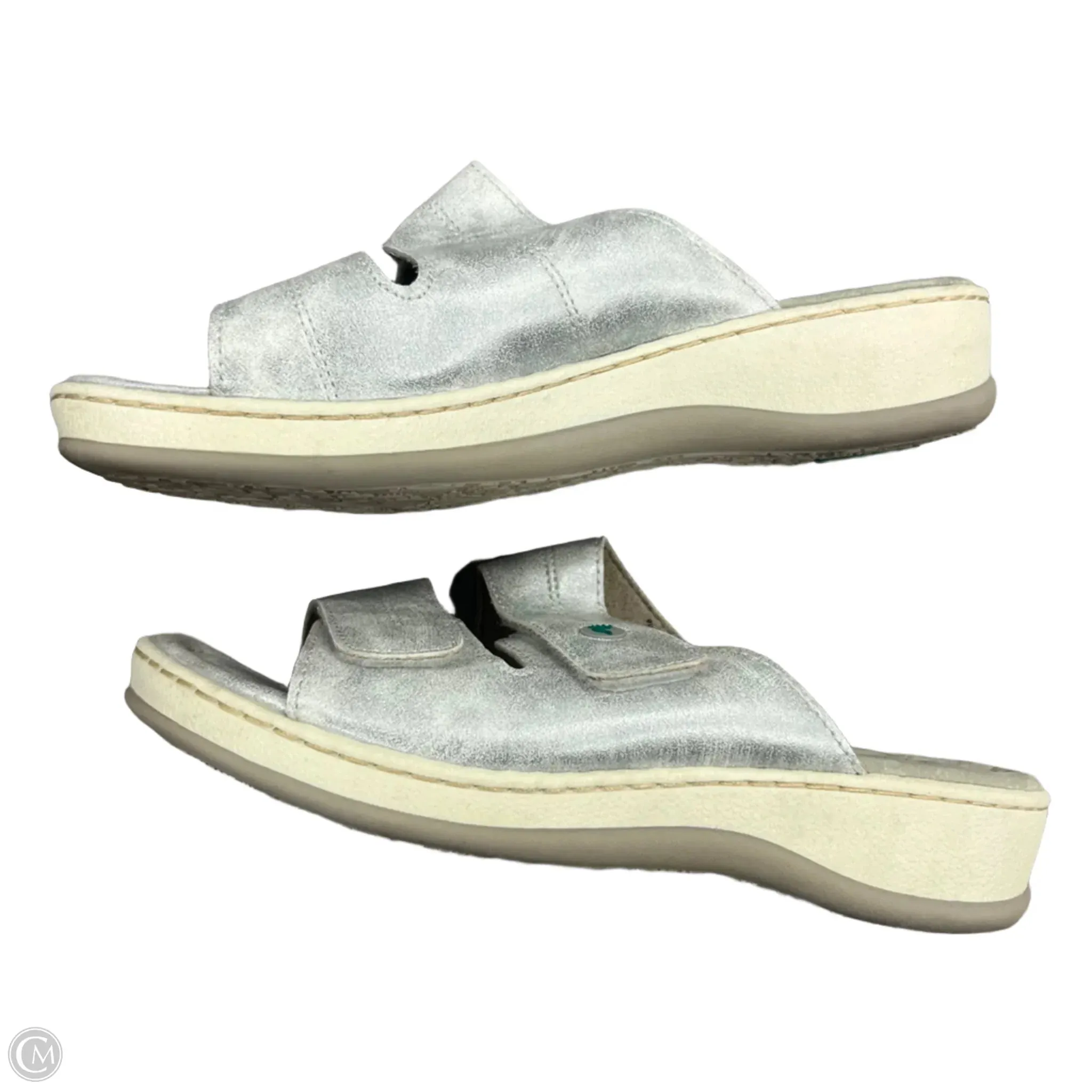 Sandals Heels Platform By Footflex In Silver, Size: 7