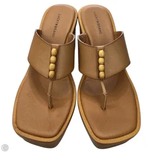 Sandals Heels Platform By Lucky Brand In Tan, Size: 8.5