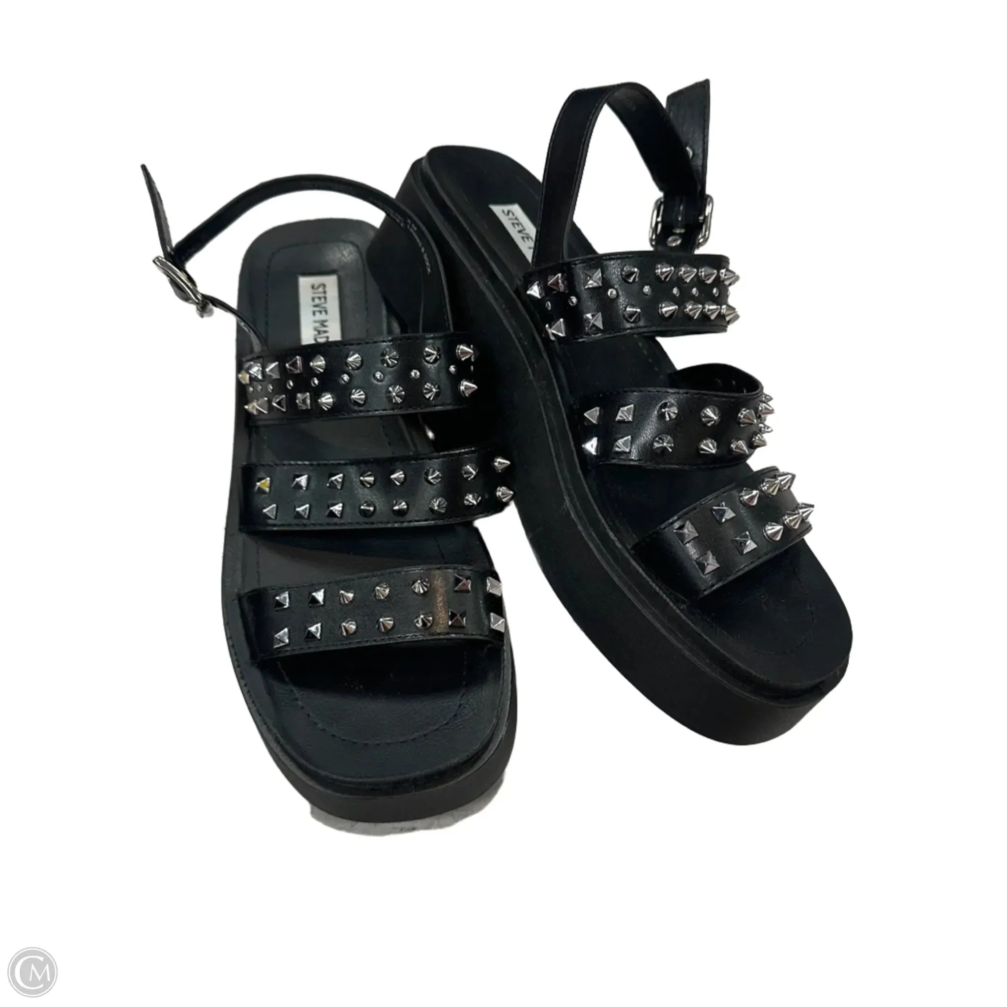 Sandals Heels Platform By Steve Madden In Black, Size: 8