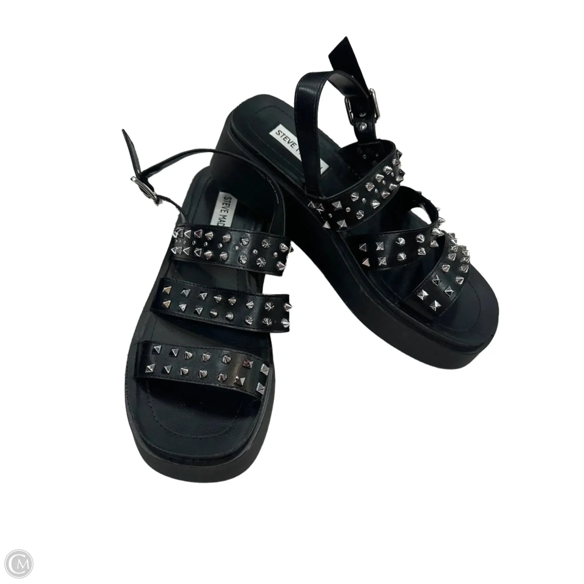 Sandals Heels Platform By Steve Madden In Black, Size: 8