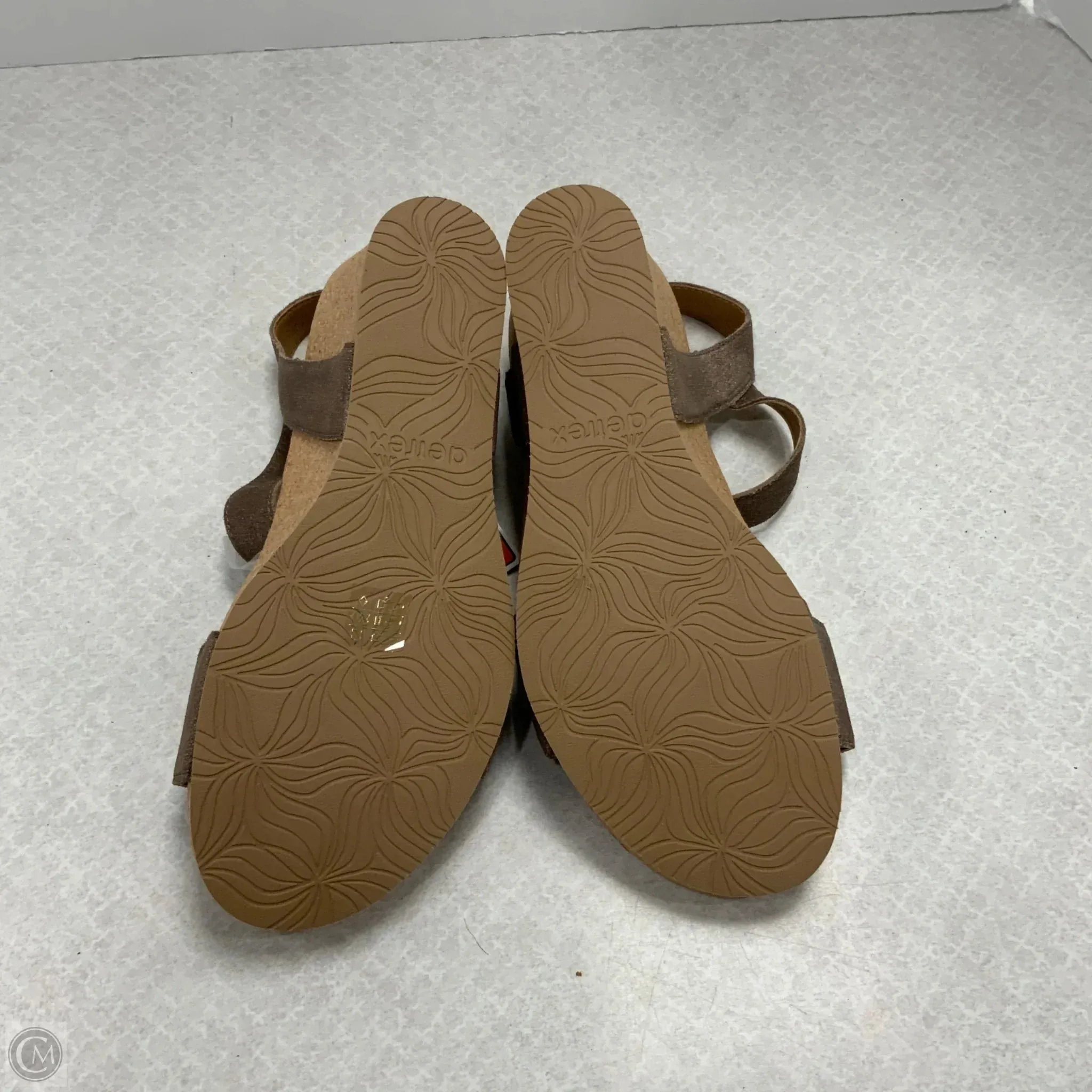 Sandals Heels Wedge By Aetrex In Brown, Size: 9.5