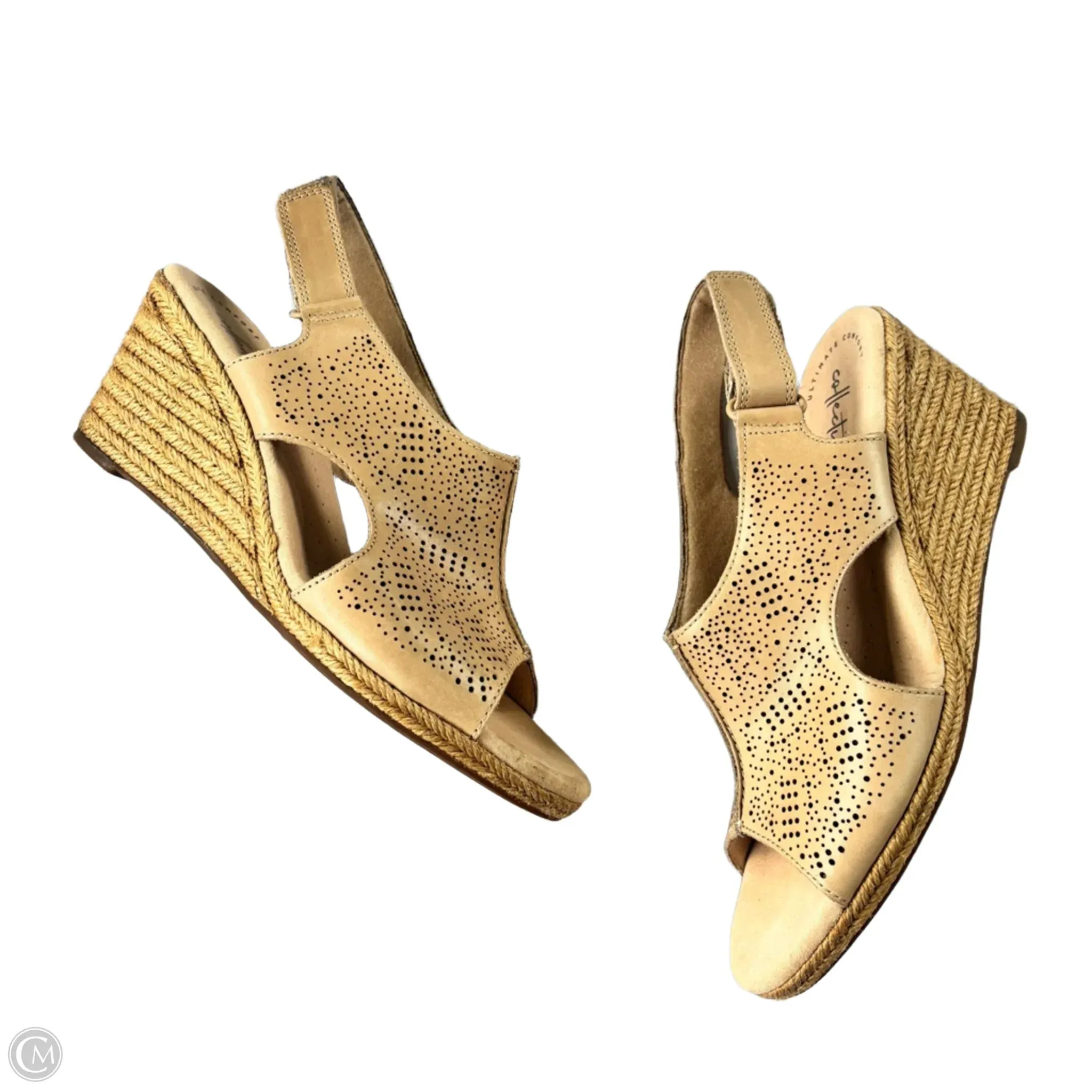 Sandals Heels Wedge By Clarks In Brown, Size: 9