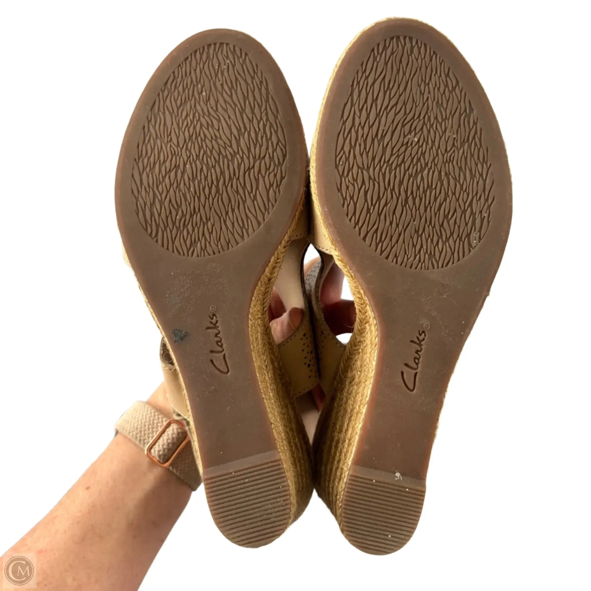 Sandals Heels Wedge By Clarks In Brown, Size: 9