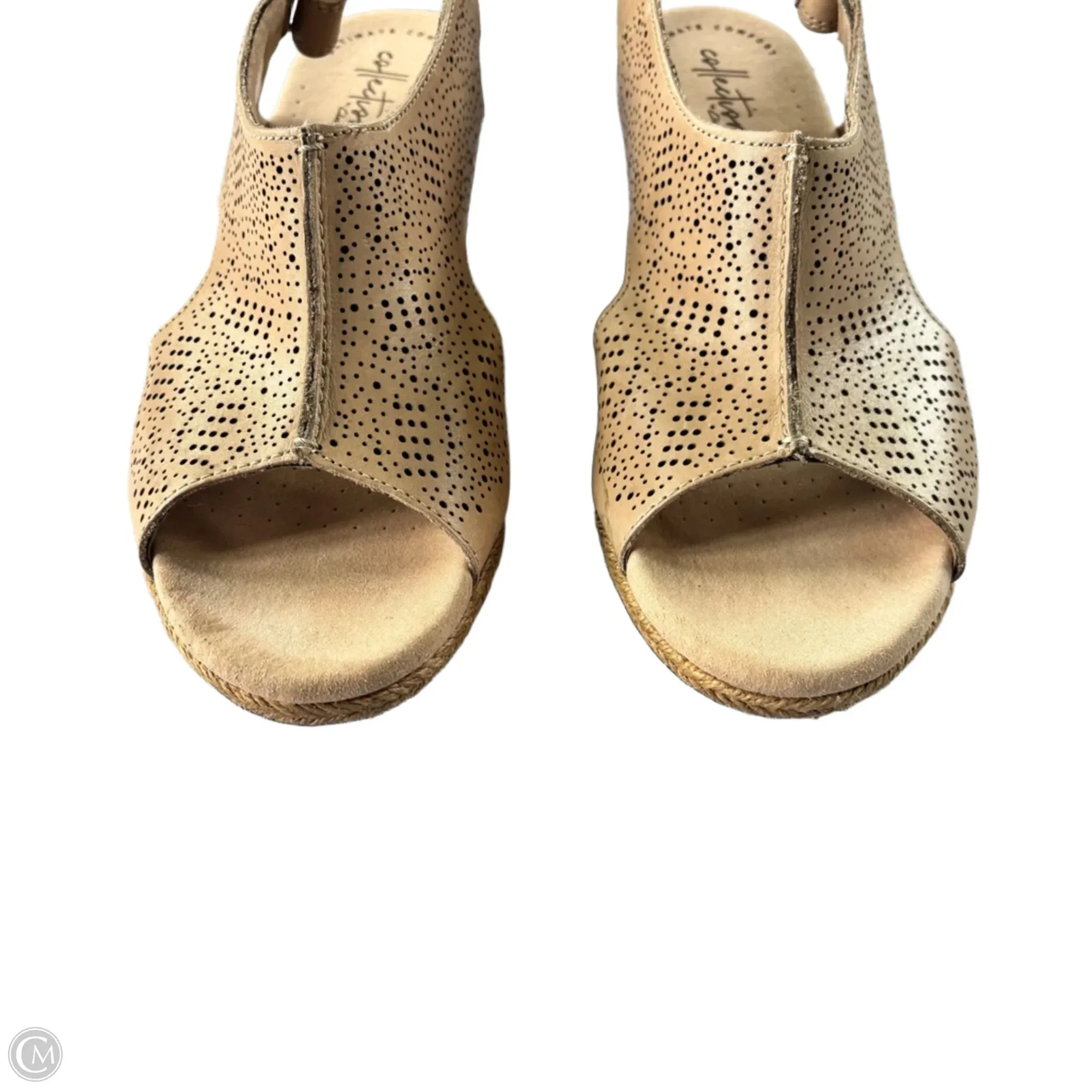 Sandals Heels Wedge By Clarks In Brown, Size: 9