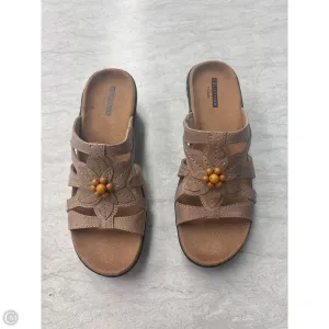 Sandals Heels Wedge By Clarks In Tan, Size: 7