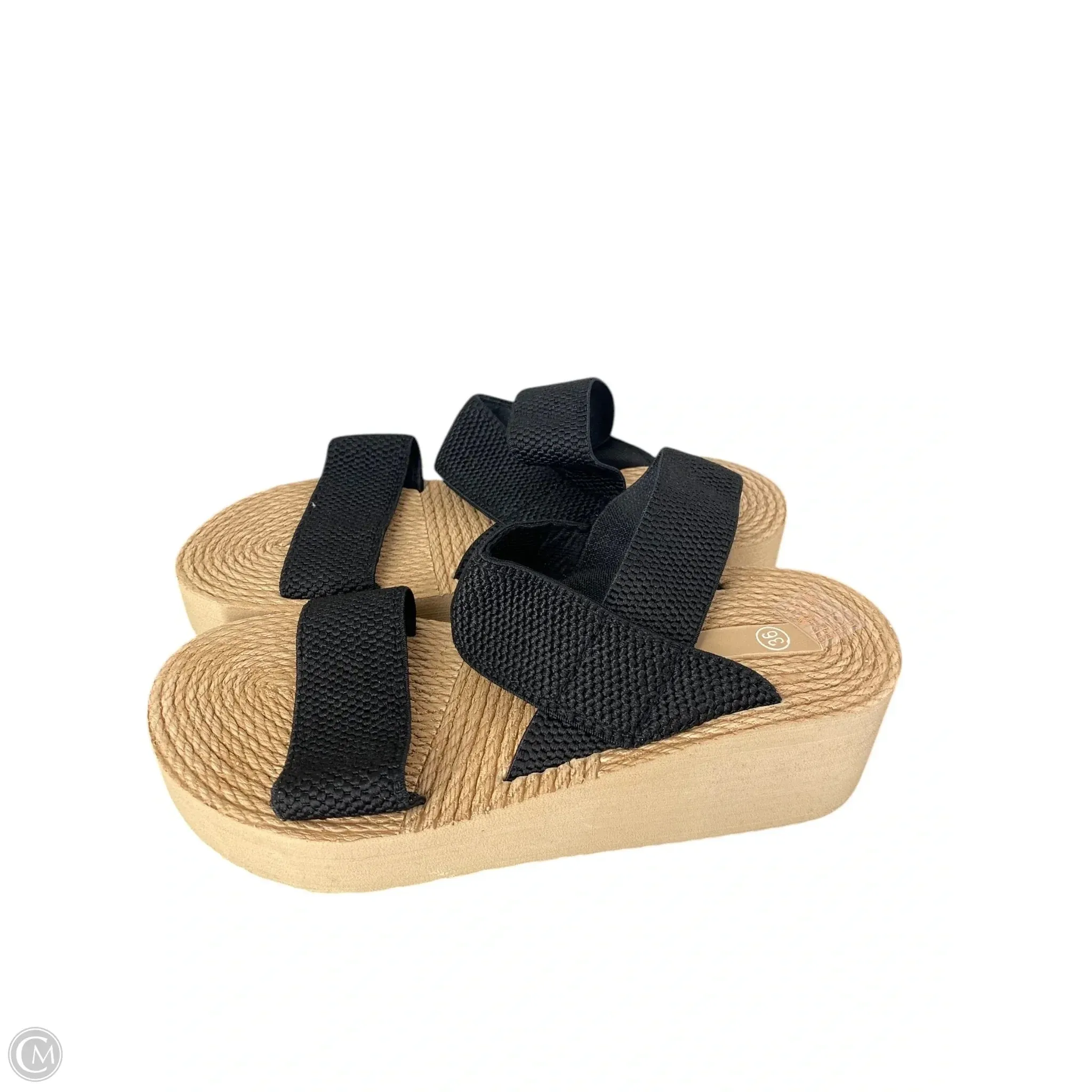 Sandals Heels Wedge By Clothes Mentor In Black, Size: 6