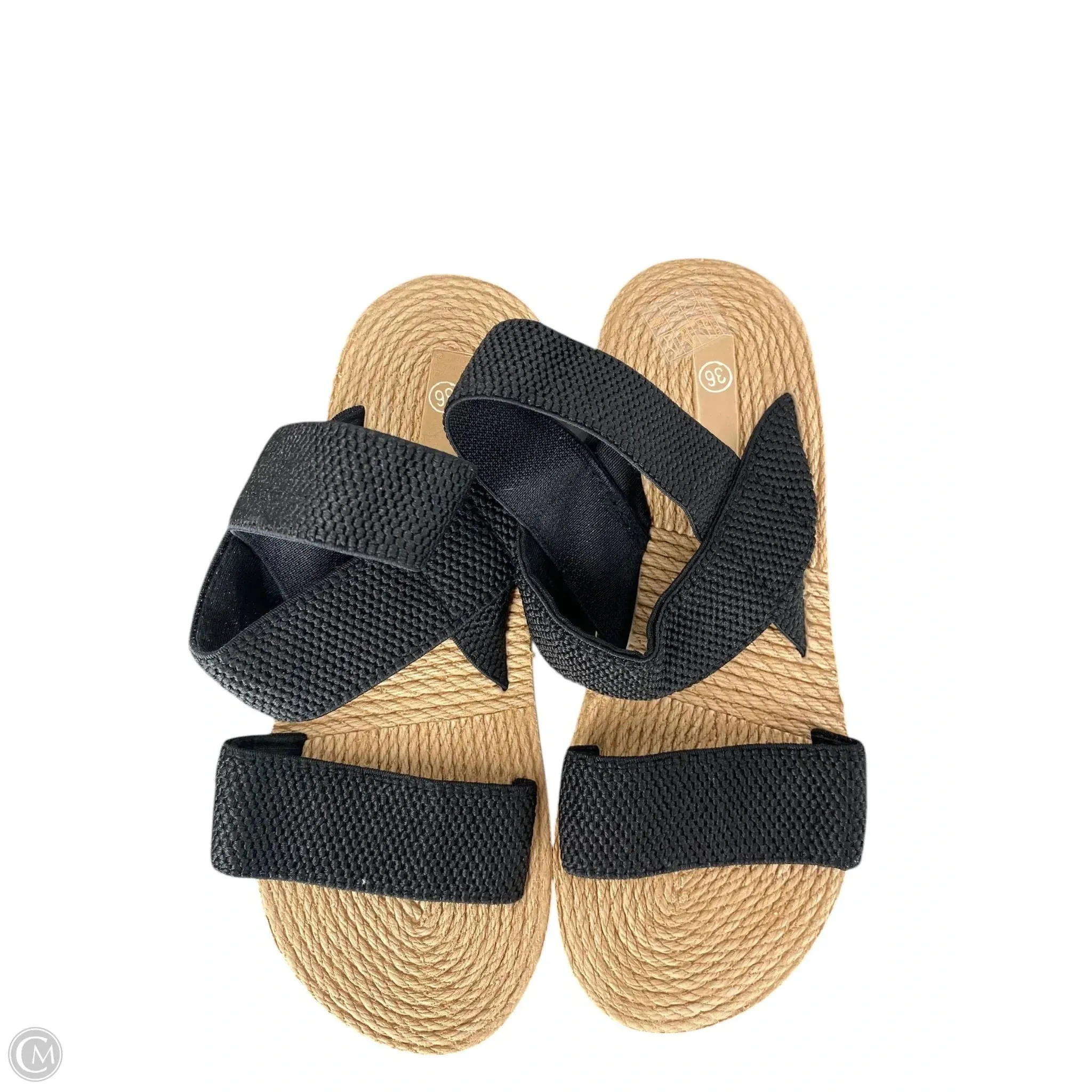Sandals Heels Wedge By Clothes Mentor In Black, Size: 6