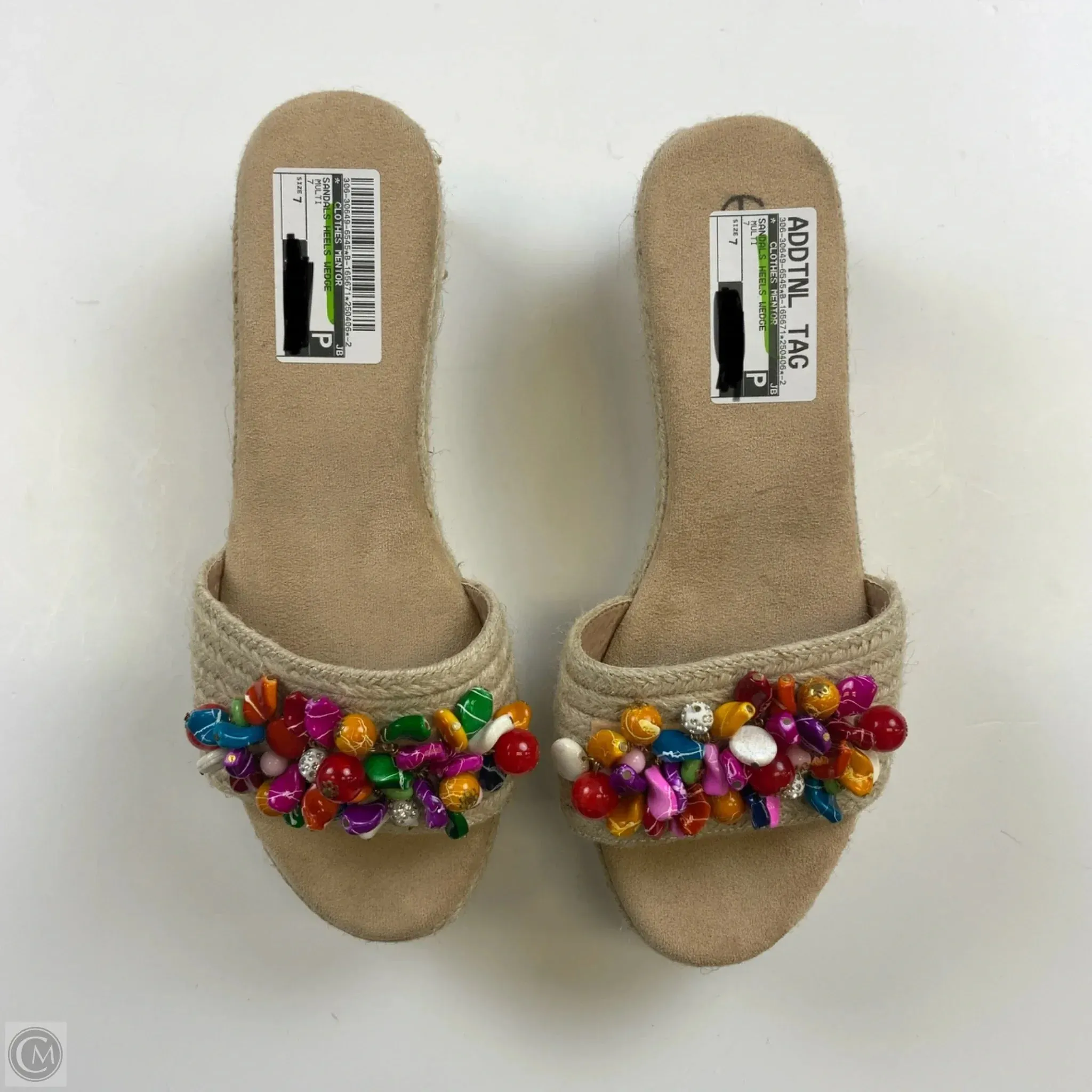Sandals Heels Wedge By Clothes Mentor In Multi-colored, Size: 7
