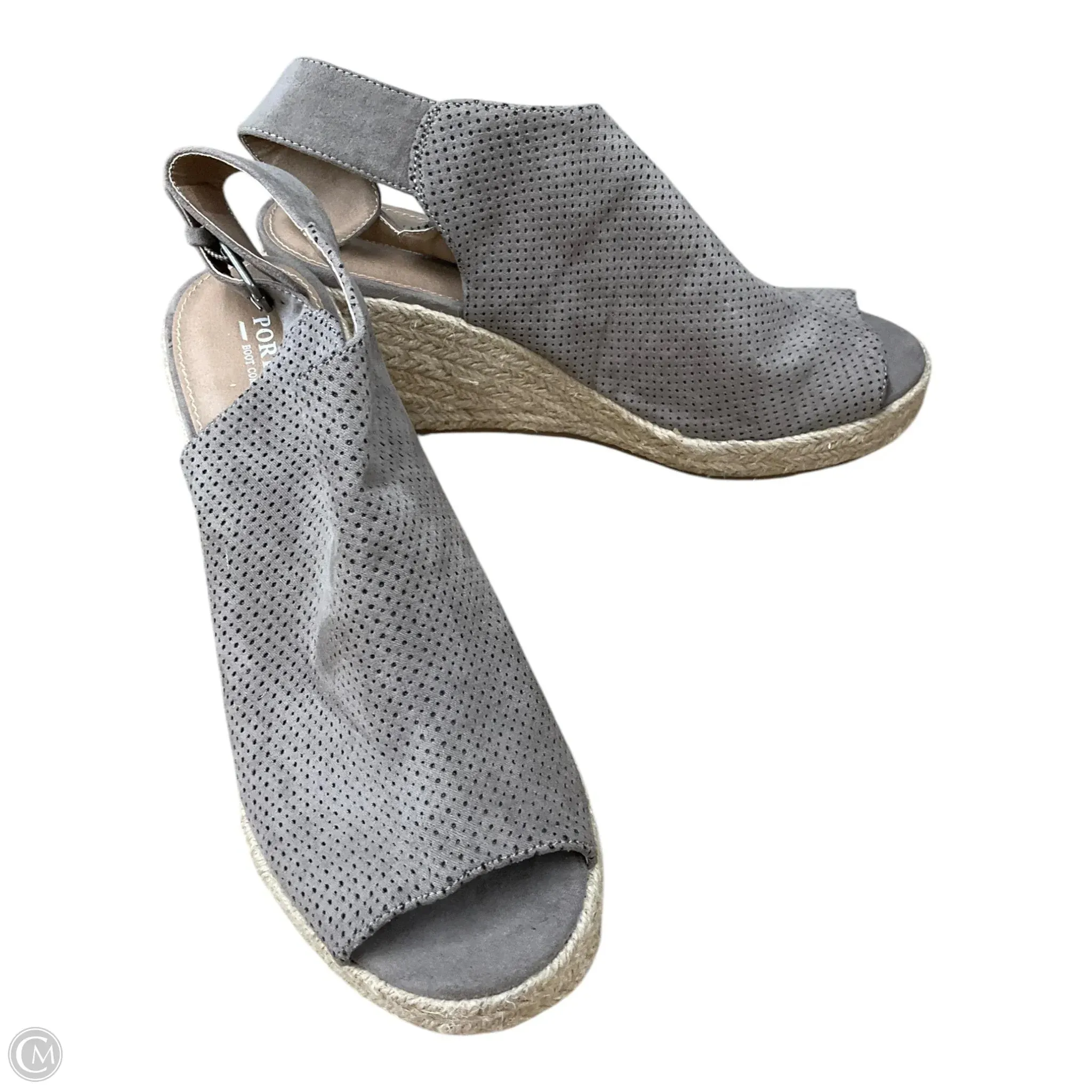 Sandals Heels Wedge By Clothes Mentor In Taupe, Size: 7.5