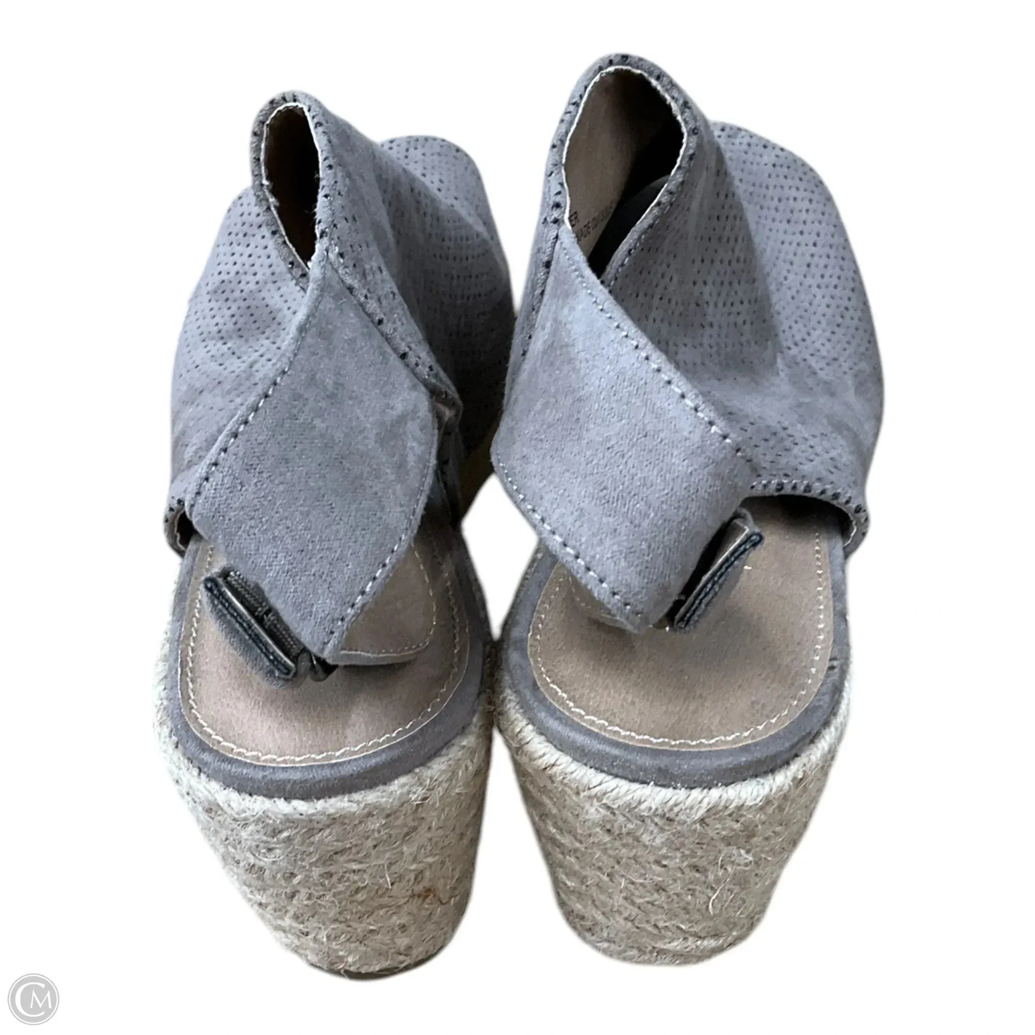 Sandals Heels Wedge By Clothes Mentor In Taupe, Size: 7.5