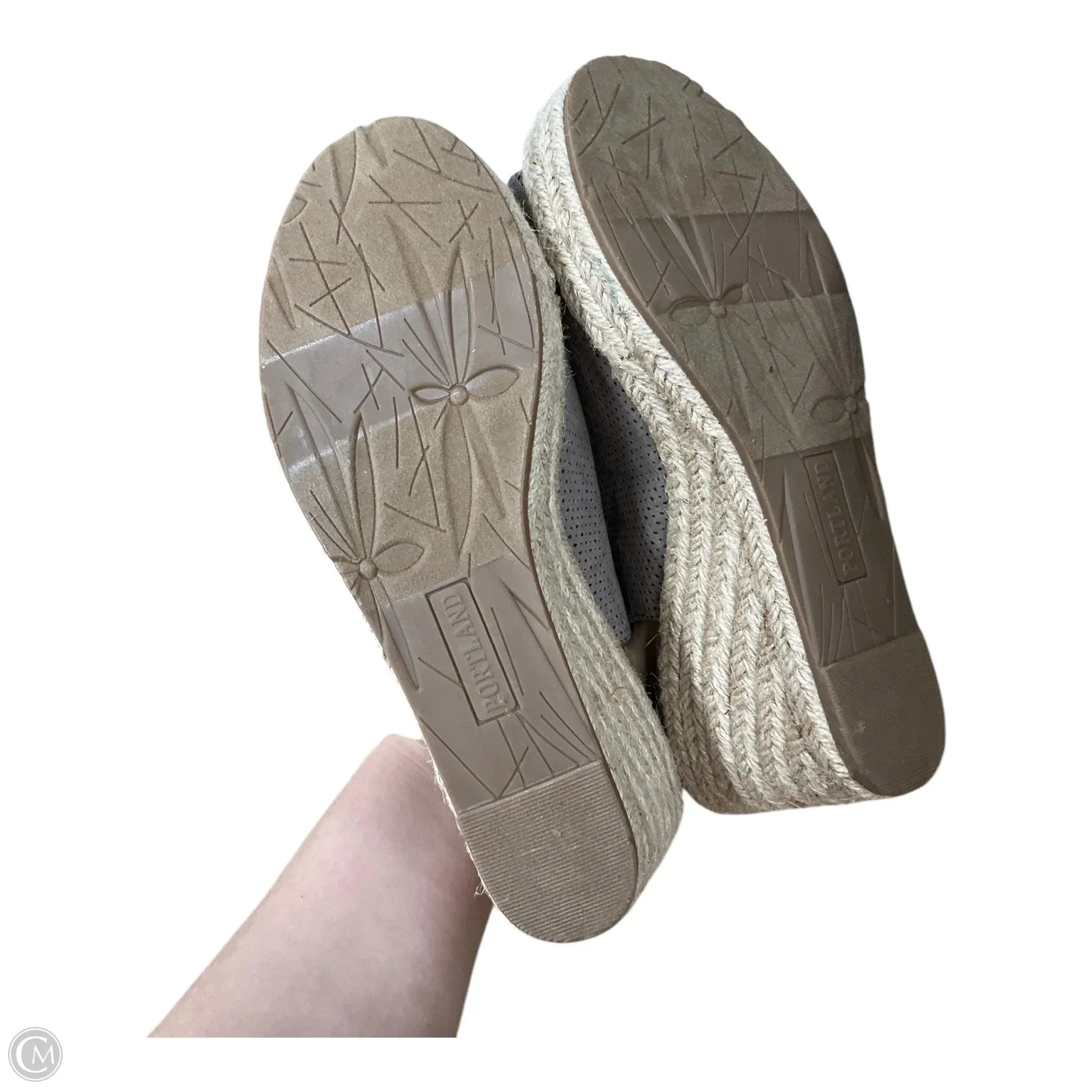 Sandals Heels Wedge By Clothes Mentor In Taupe, Size: 7.5
