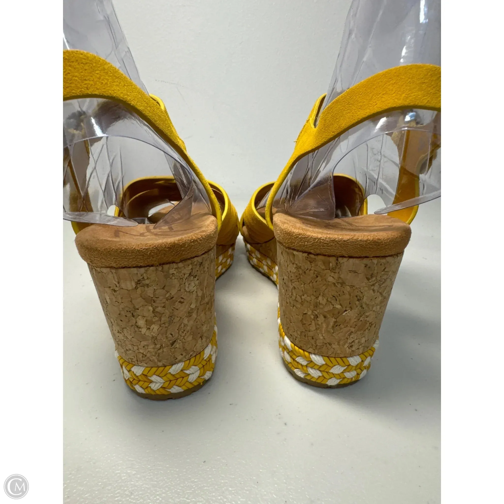 Sandals Heels Wedge By Clothes Mentor In Yellow, Size: 8.5