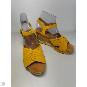 Sandals Heels Wedge By Clothes Mentor In Yellow, Size: 8.5