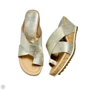 Sandals Heels Wedge By Donald Pliner In Silver & Tan, Size: 8.5