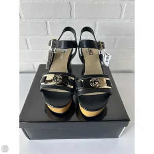 Sandals Heels Wedge By G By Guess In Black & Tan, Size: 9
