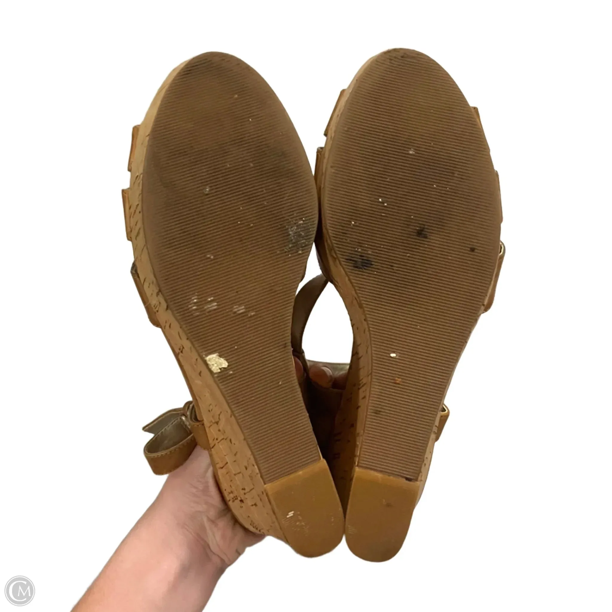 Sandals Heels Wedge By Guess In Tan, Size: 7.5