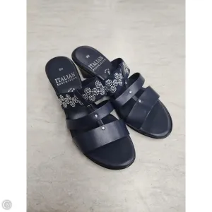 Sandals Heels Wedge By Italian Shoemakers In Blue, Size: 9