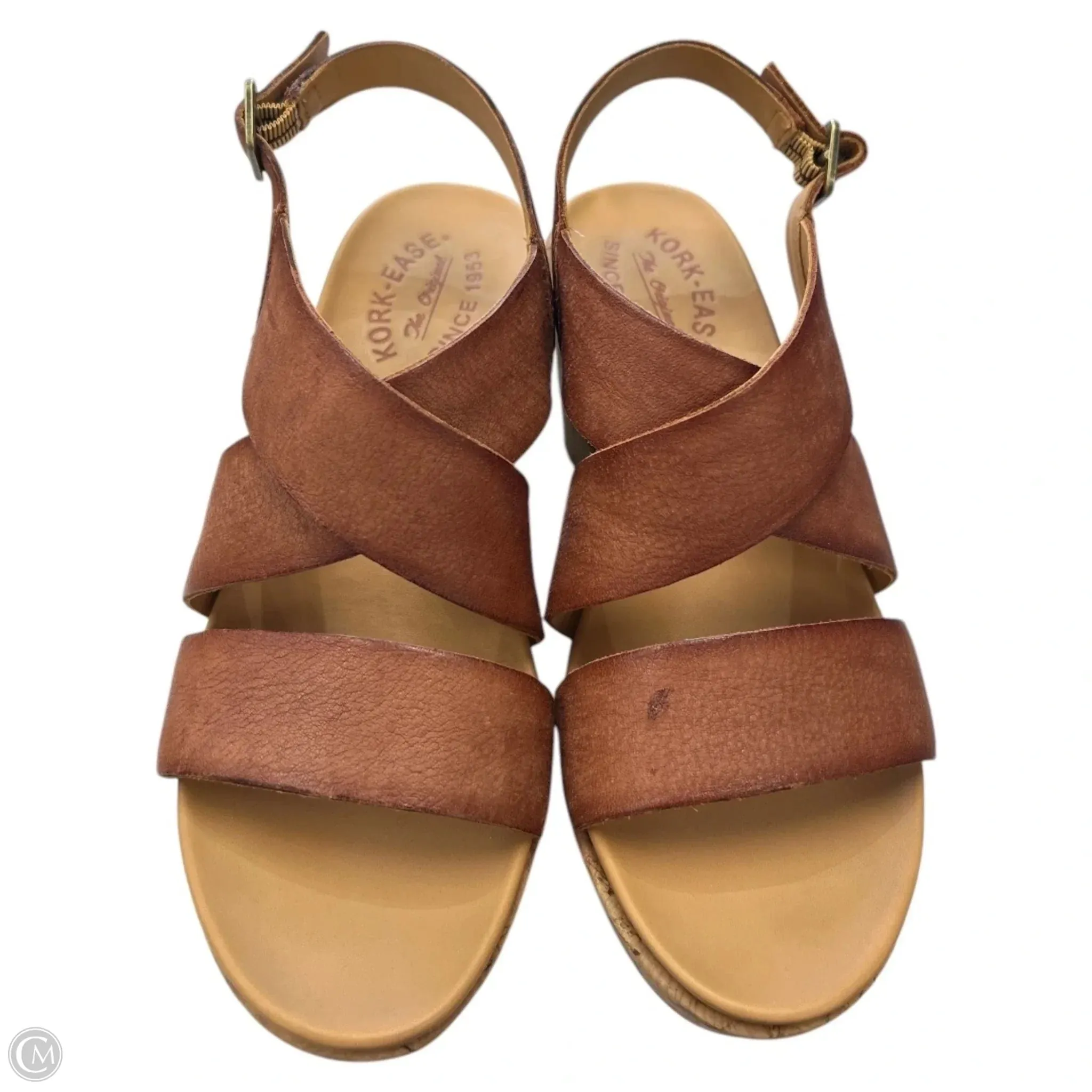 Sandals Heels Wedge By Kork Ease In Brown, Size: 7